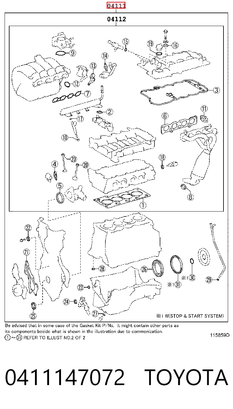 Juego juntas motor para Toyota Yaris  SP90