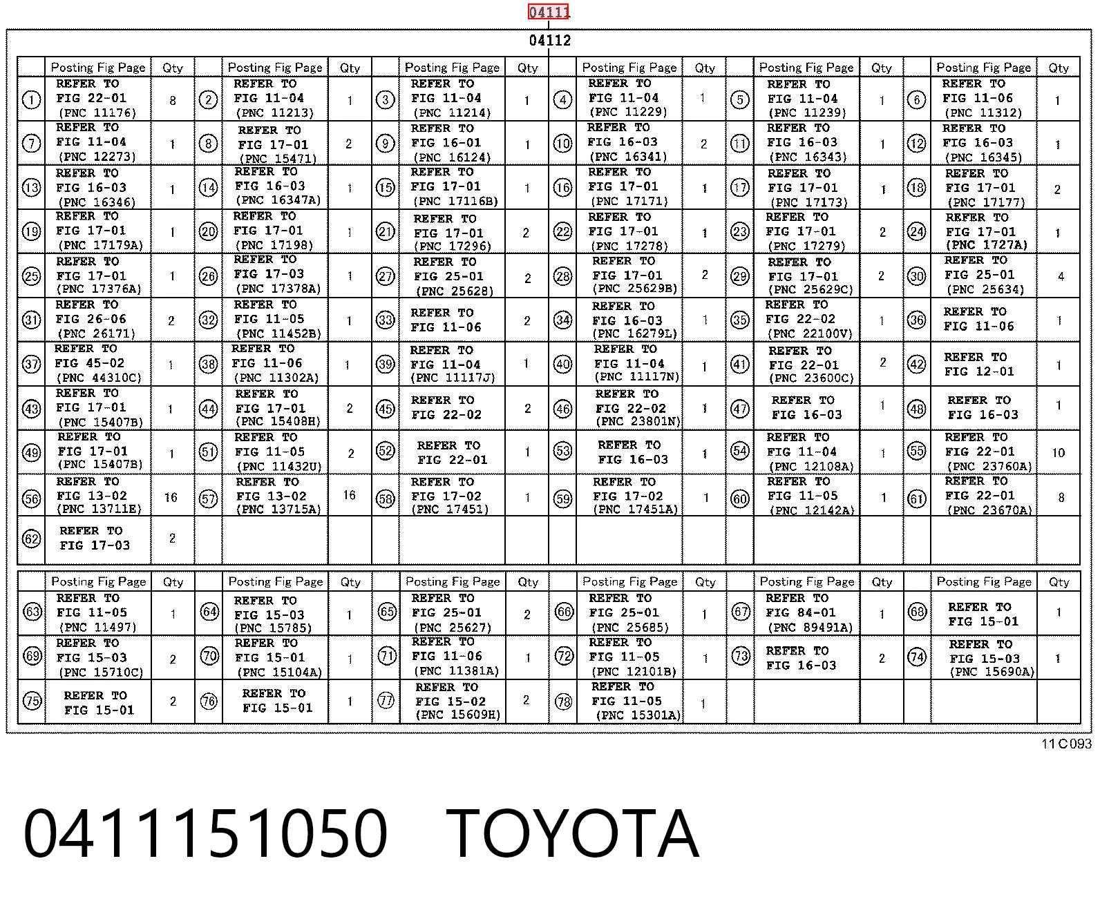 0411151050 Toyota