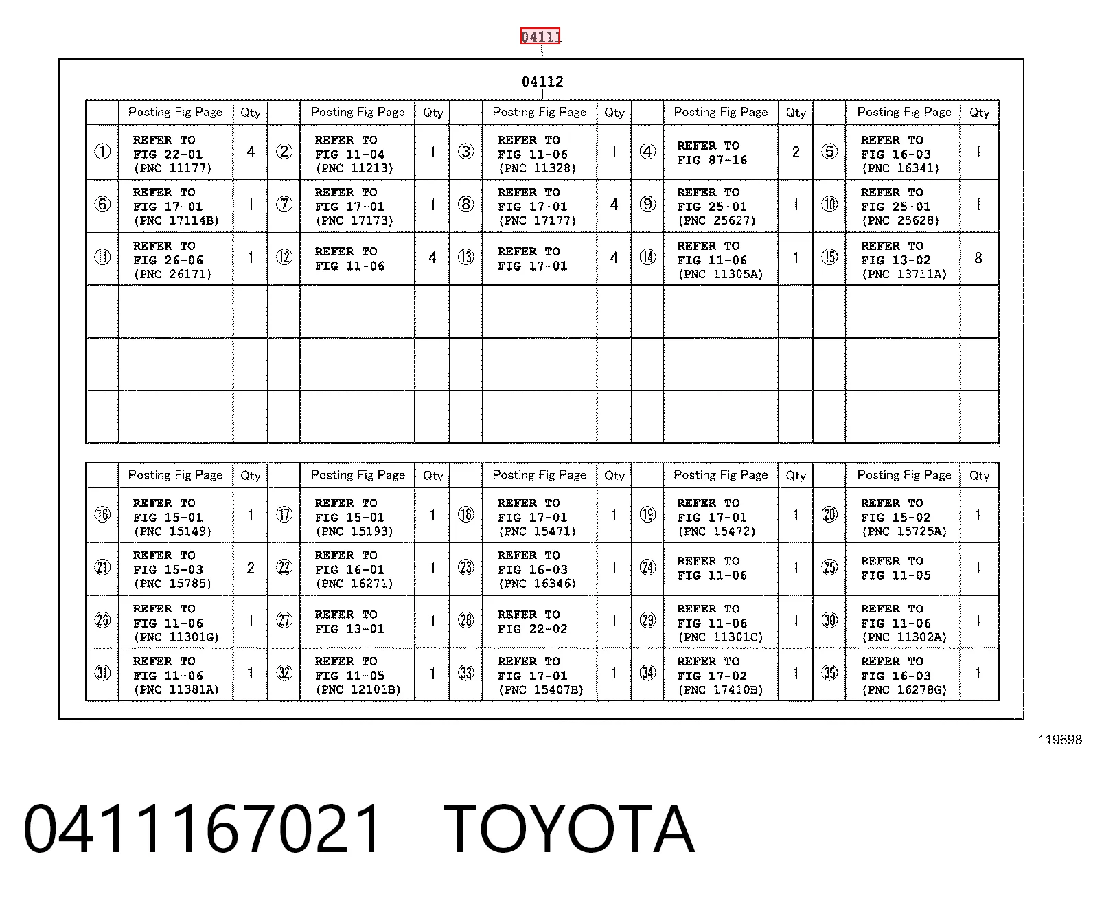 Juntas motor Toyota 4 Runner  (N130)