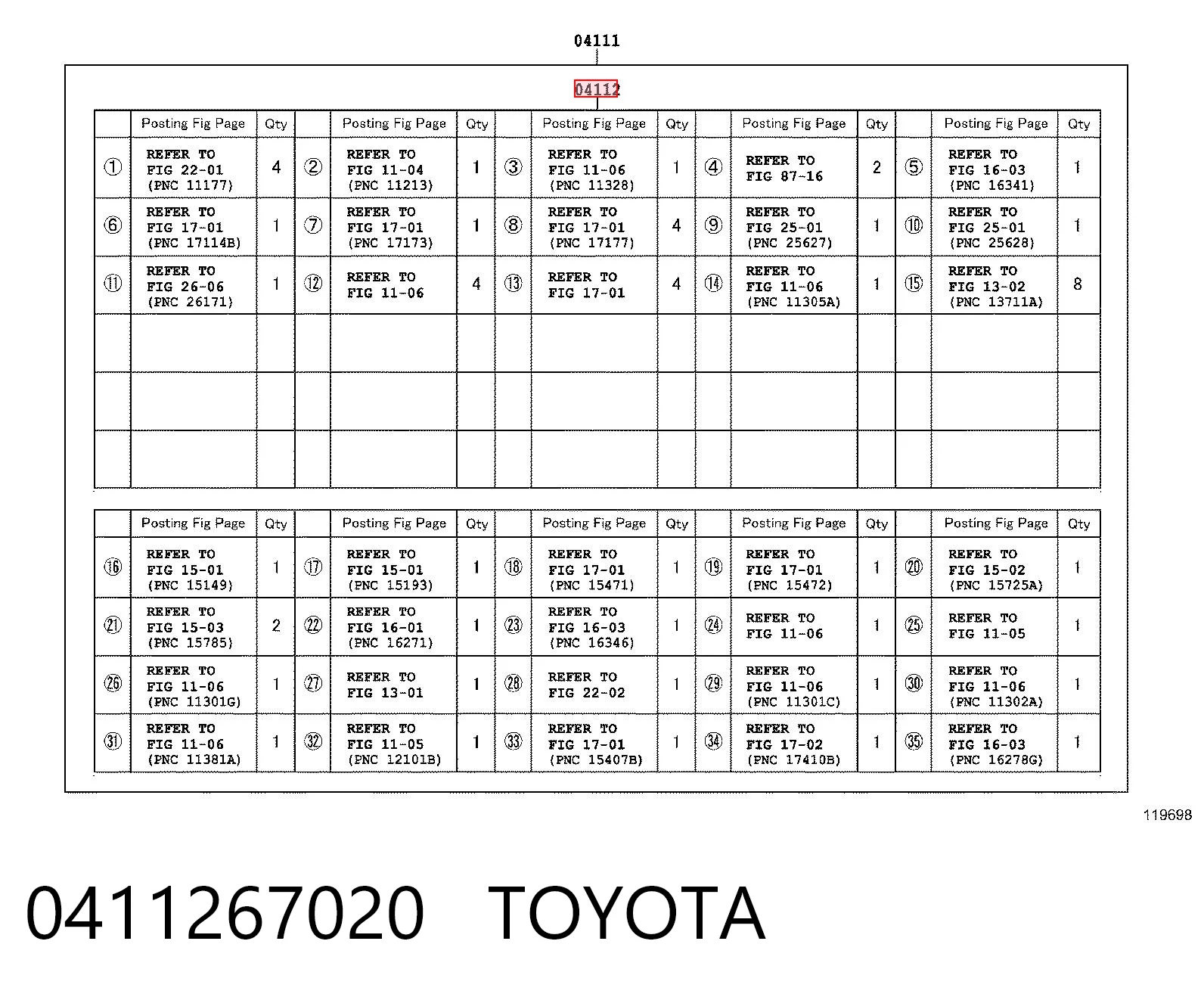 0411267020 Toyota
