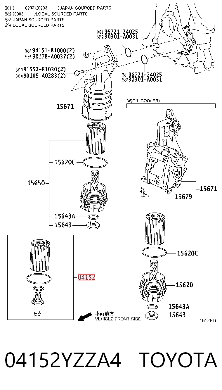 04152YZZA4 Toyota Filtro aceite