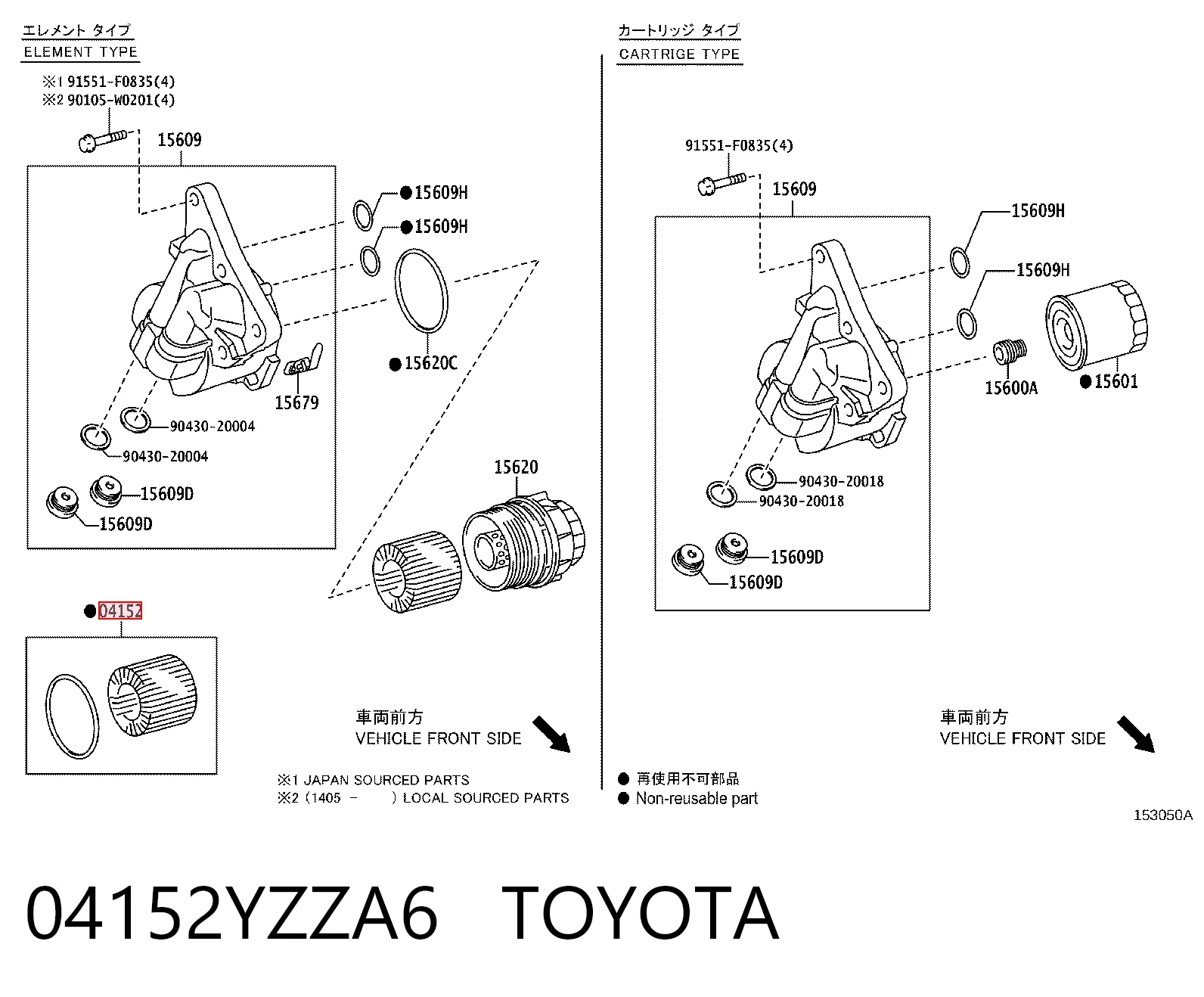 04152YZZA6 Toyota Filtro aceite