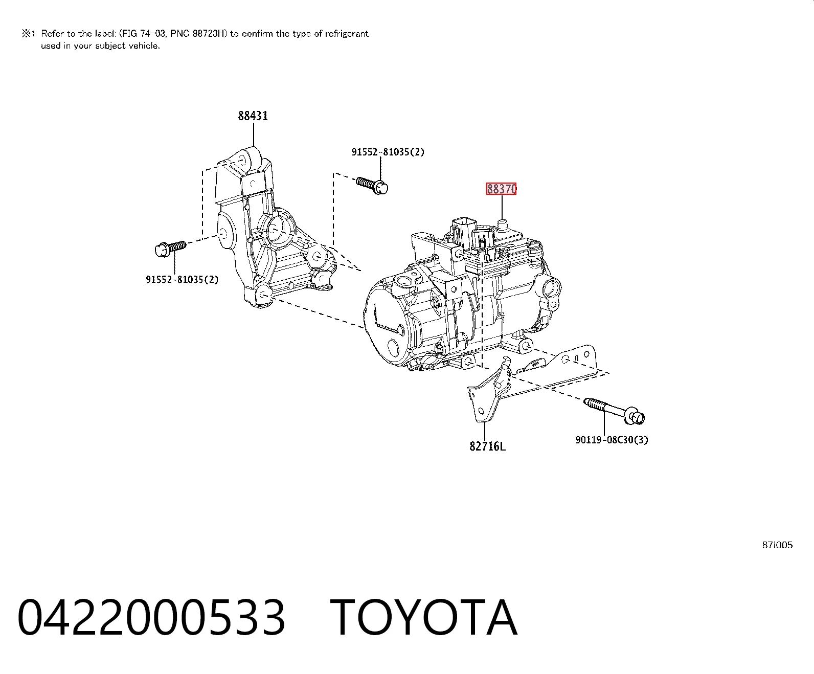 0422000533 Toyota Compresor climatizador