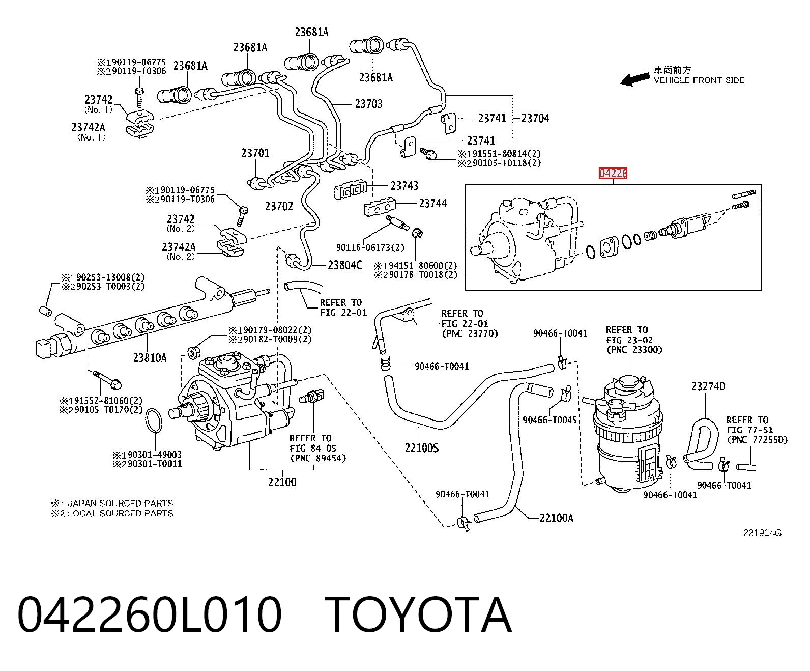 042260L010 Toyota Válvula reguladora de presión del sistema common rail