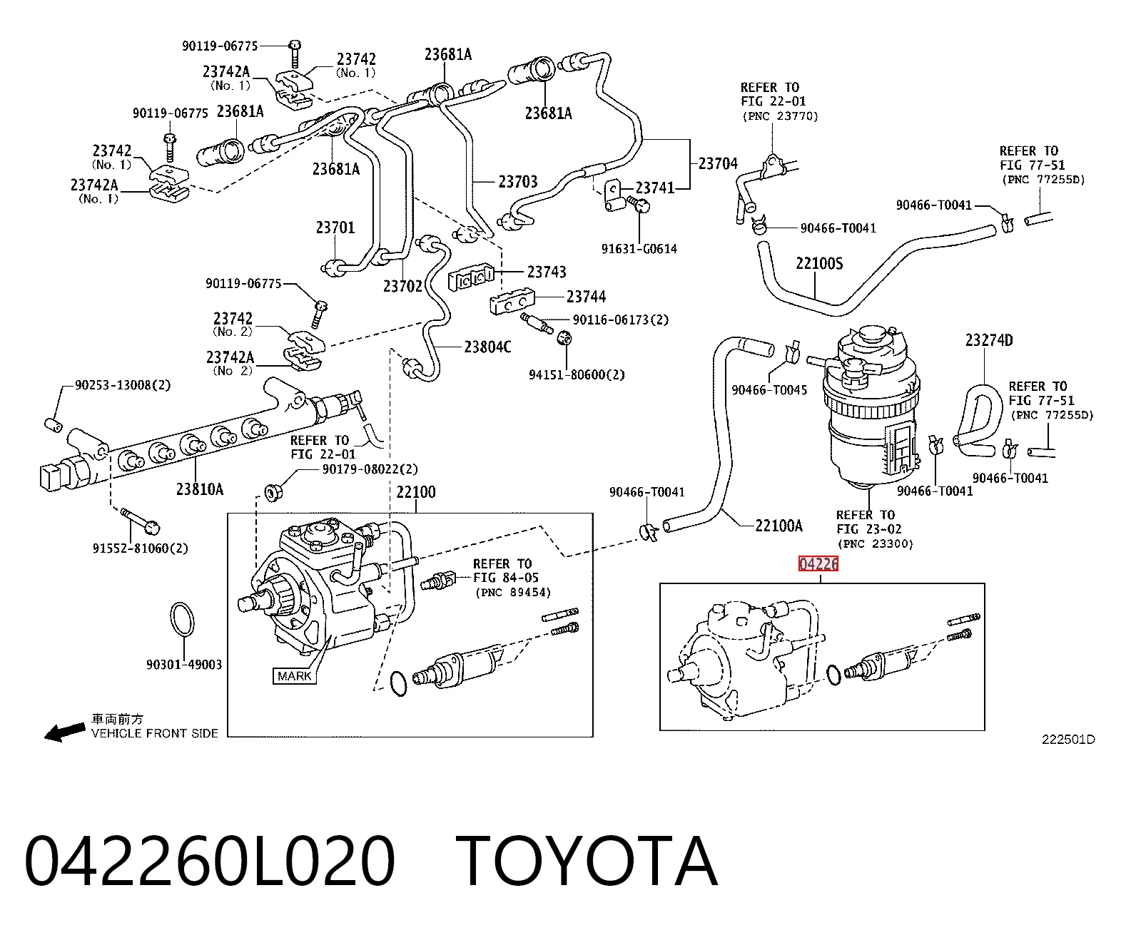 042260L020 Toyota Válvula reguladora de presión del sistema common rail