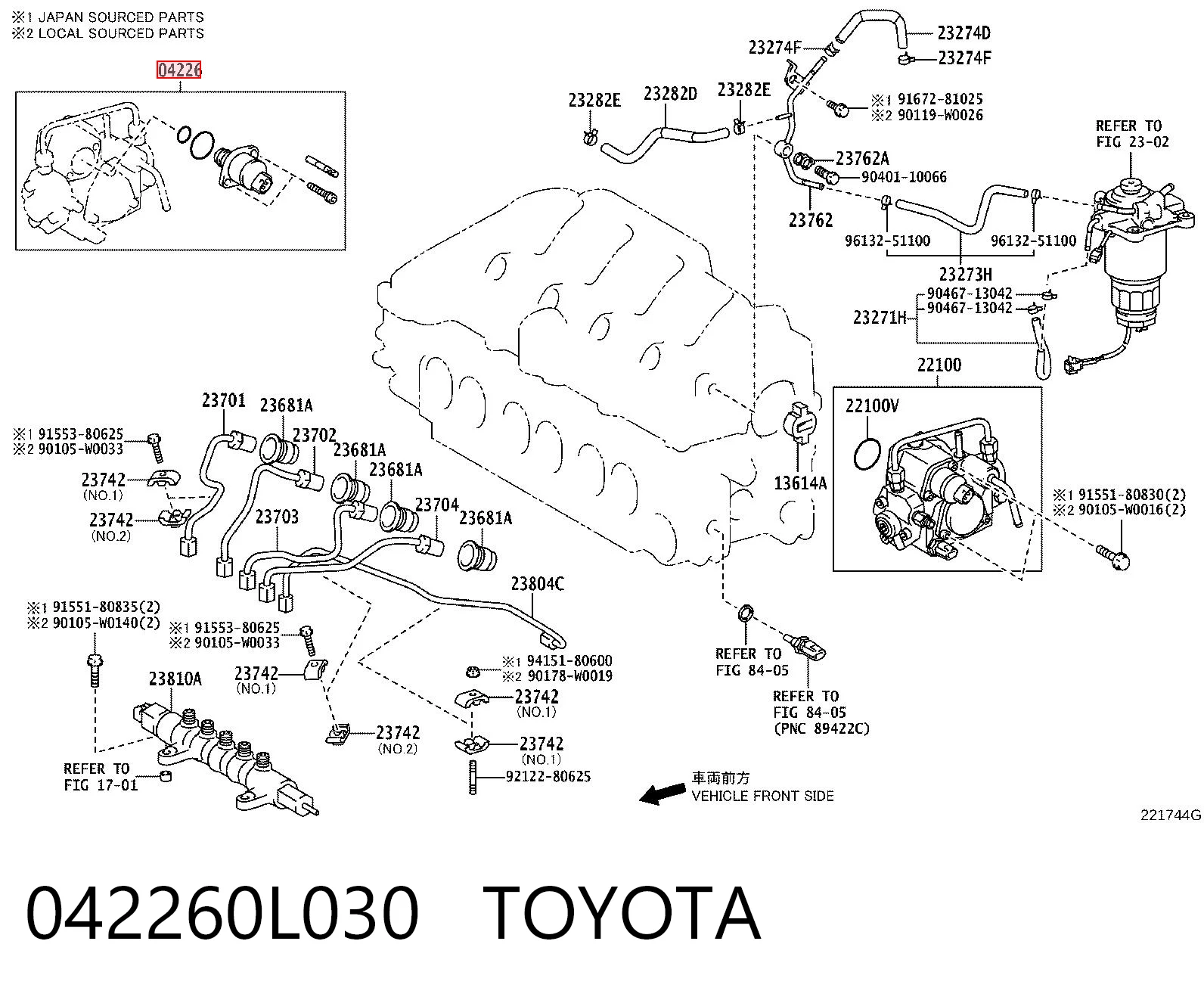 042260L030 Toyota Válvula reguladora de presión del sistema common rail