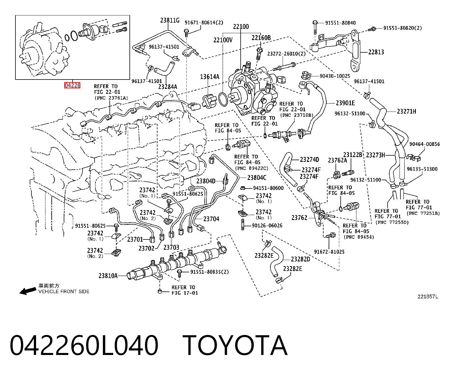 042260L040 Toyota Válvula reguladora de presión del sistema common rail