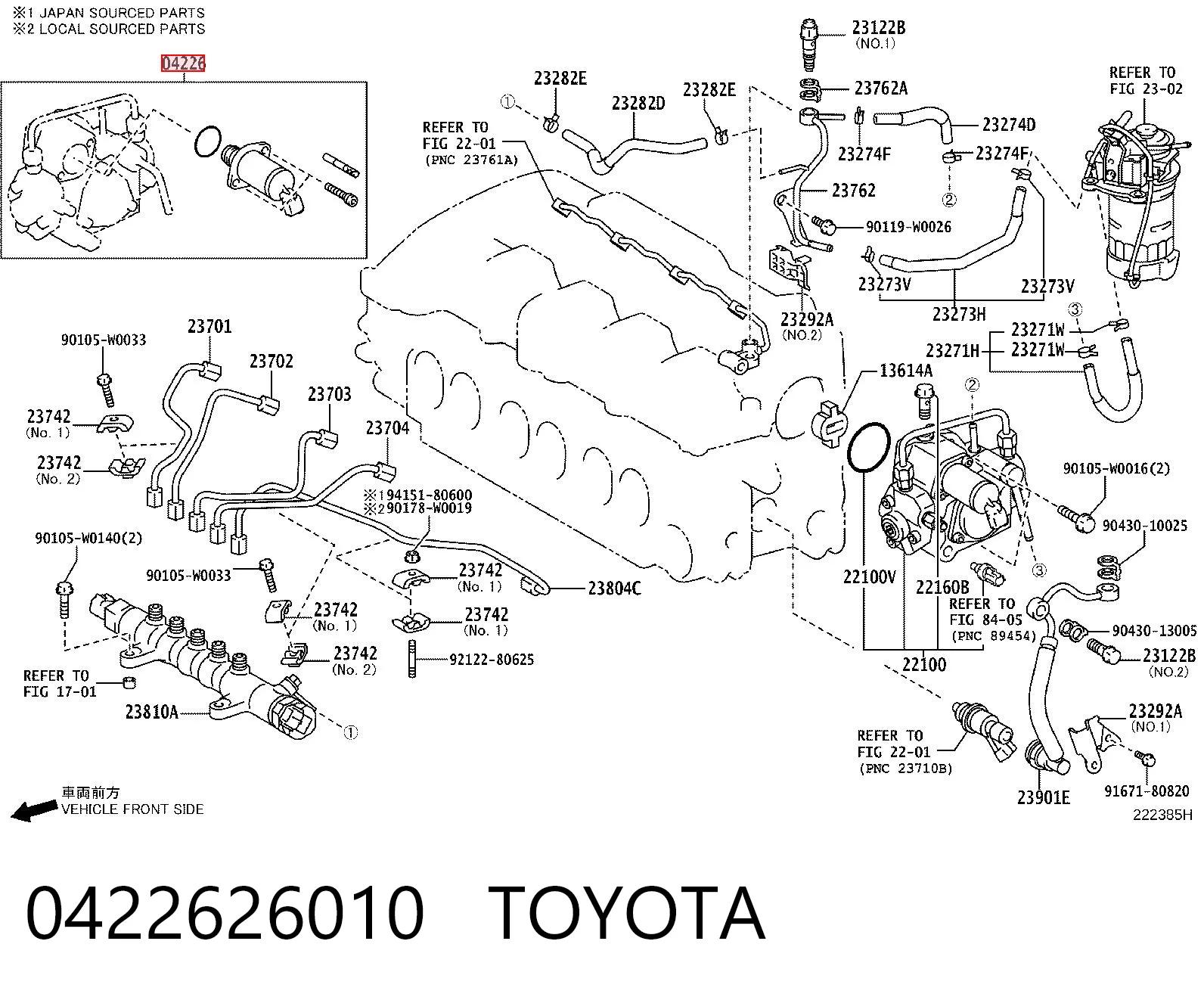 0422626010 Toyota Válvula reguladora de presión del sistema common rail
