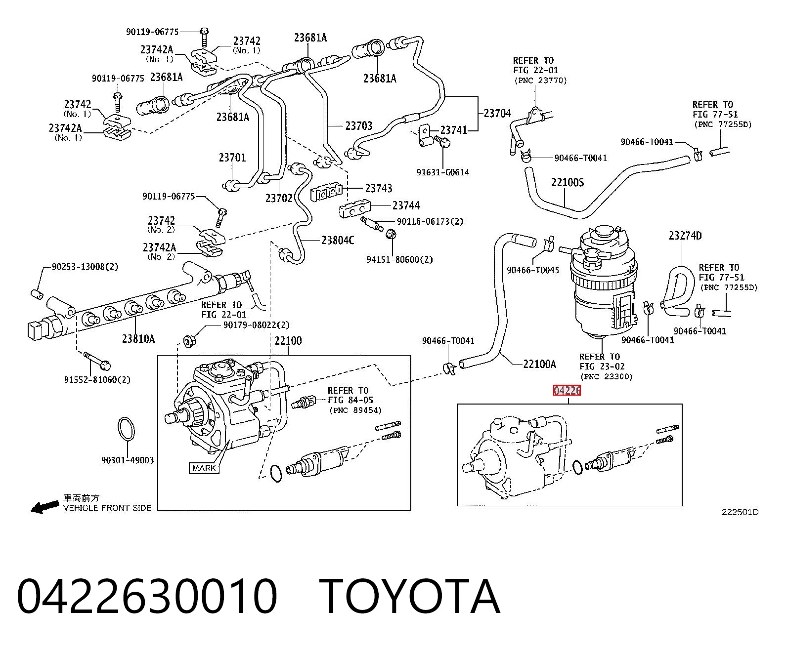 0422630010 Toyota Válvula reguladora de presión del sistema common rail