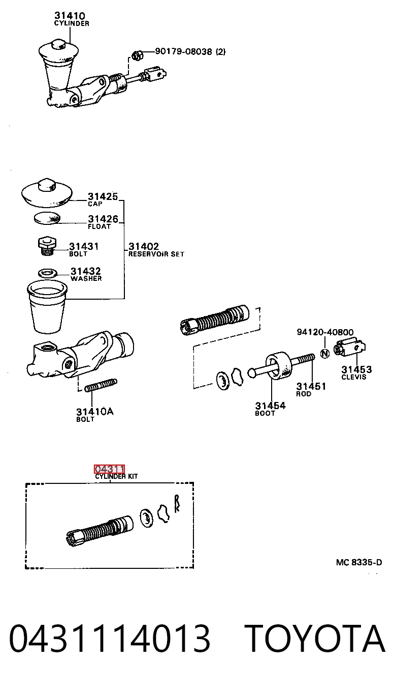 Juego de reparación del cilindro maestro de embrague Toyota Corolla liftback (E8) (1983 - 1988) precio, desde 14,44 EUR