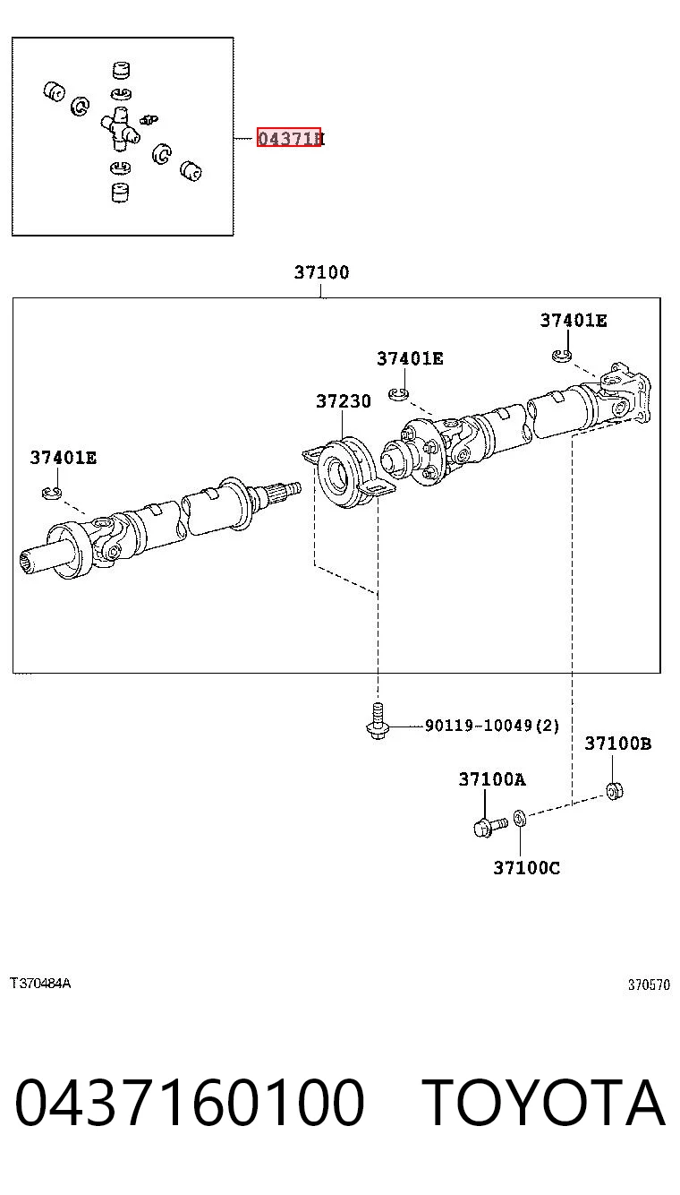 0437160100 Toyota Cruceta transmision