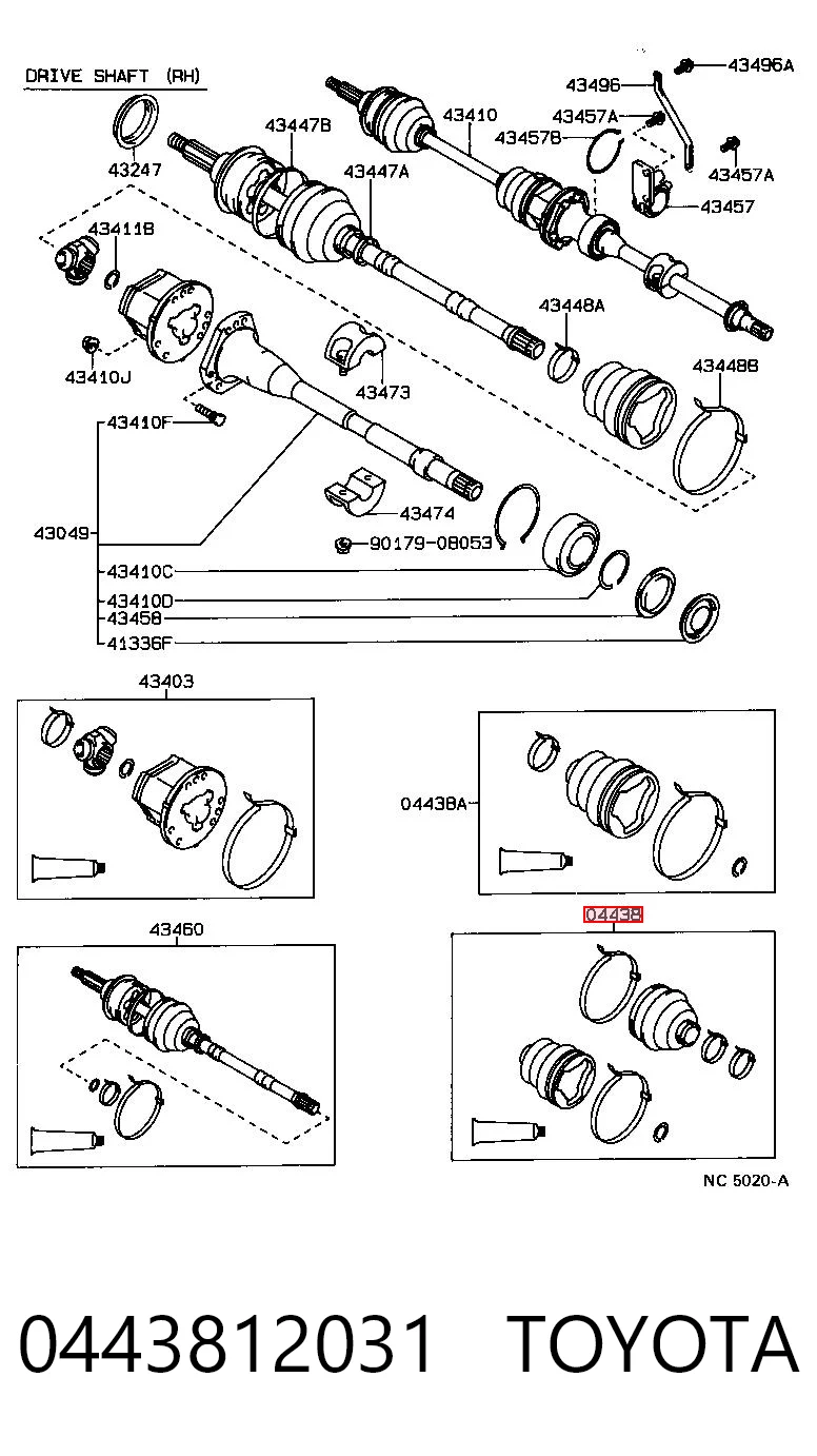 Fuelle semieje delantero exterior para Toyota Camry (V2)