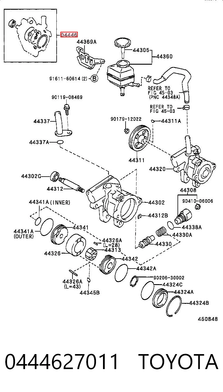 0444627011 Toyota Kit de reparación, bomba hidráulica (dirección) 