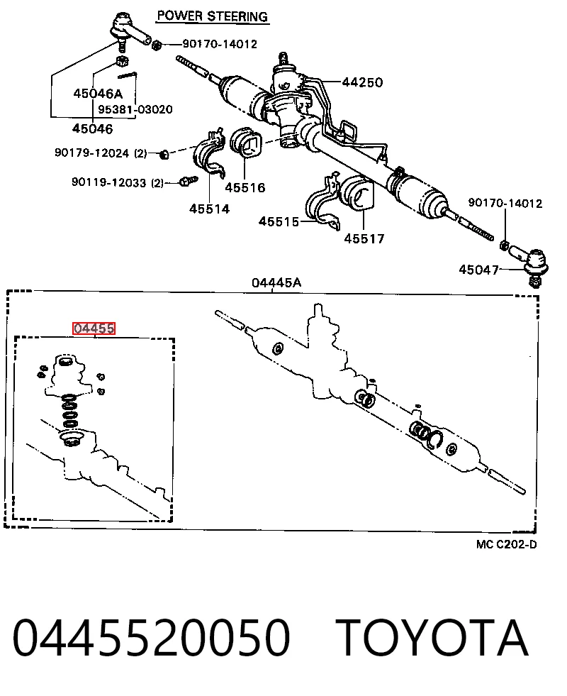 0445520050 Toyota Juego de juntas, mecanismo de dirección