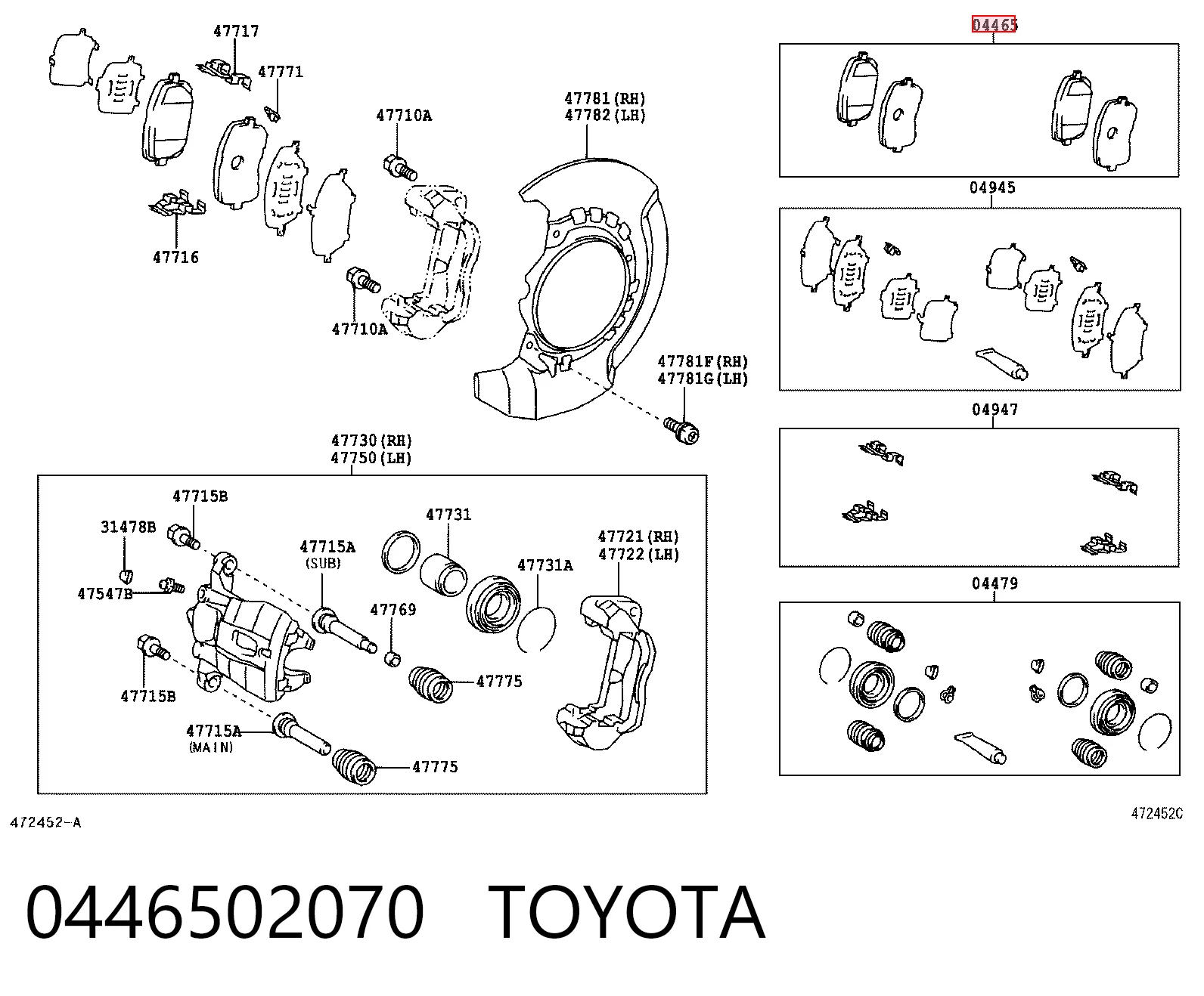 0446502070 Toyota Pastillas delanteras