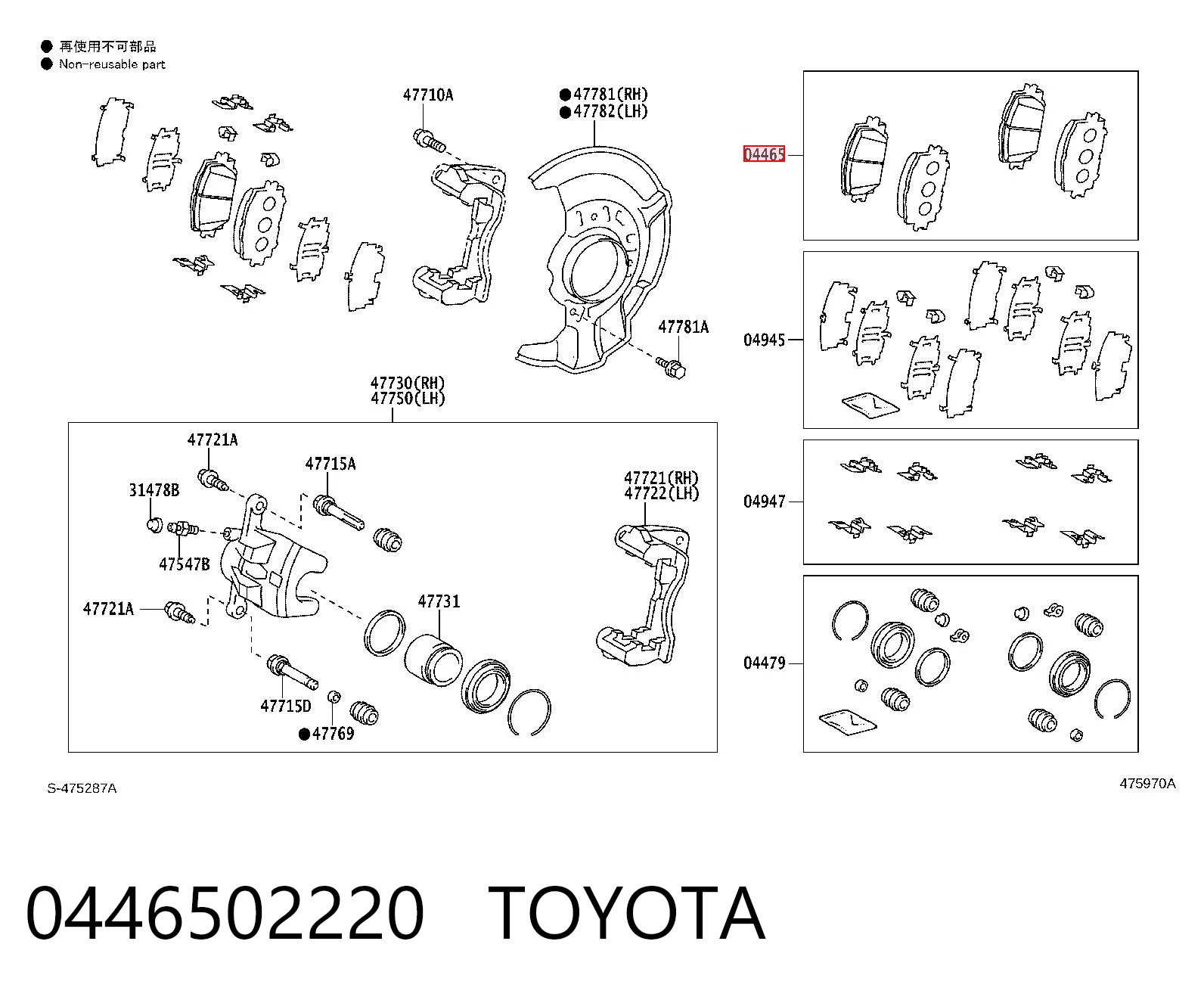 0446502220 Toyota Pastillas delanteras