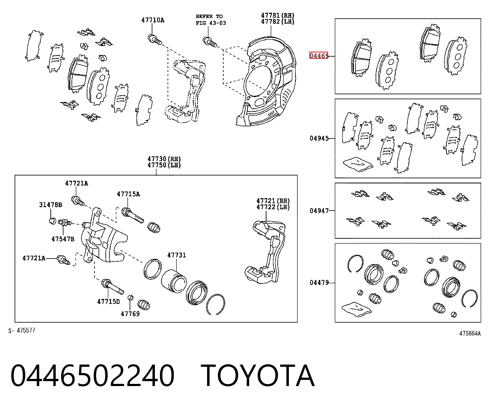 0446502240 Toyota Pastillas delanteras