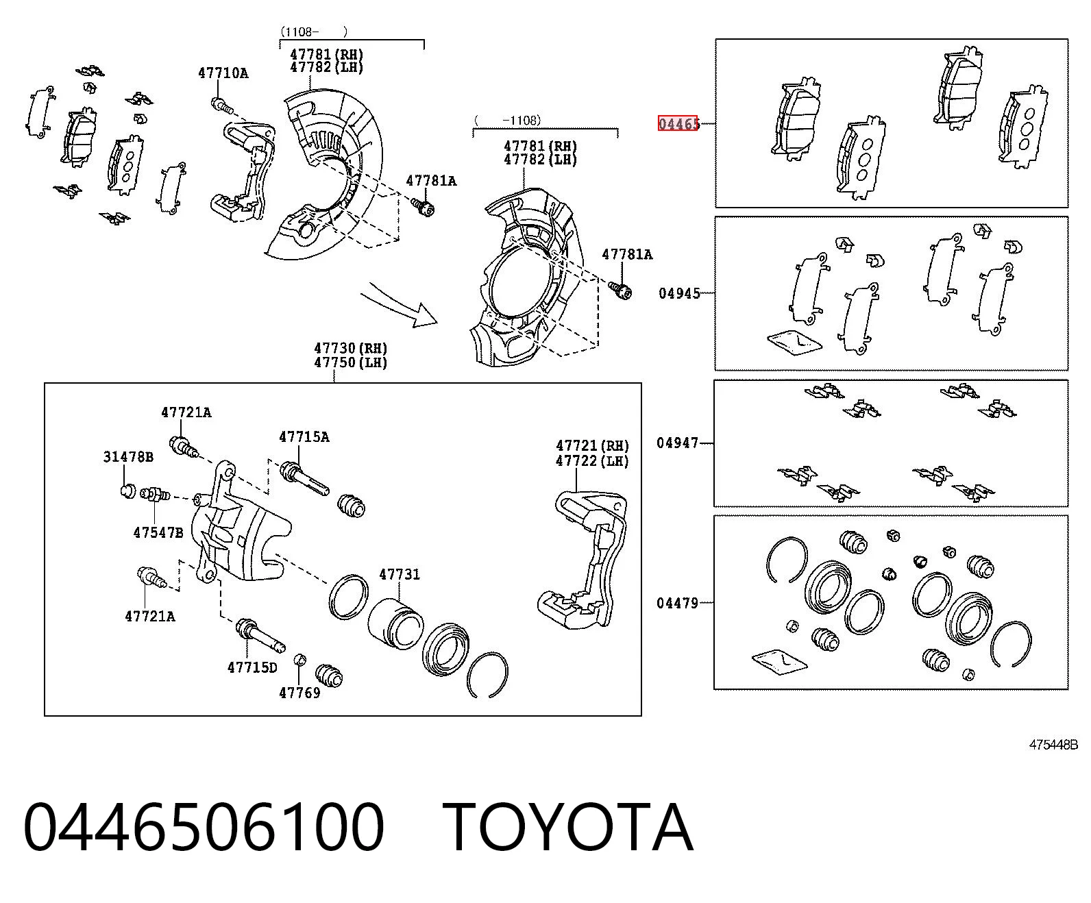 0446506100 Toyota Pastillas delanteras