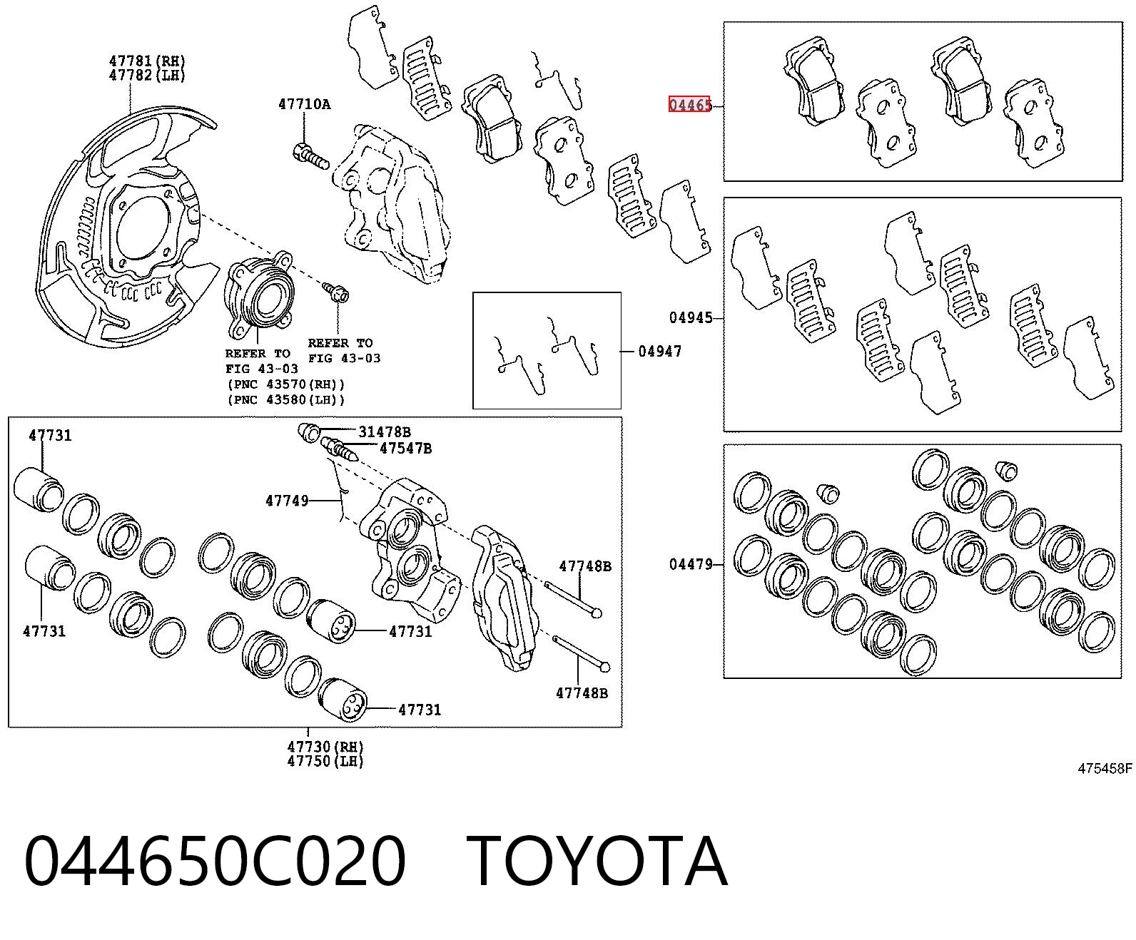 044650C020 Toyota Pastillas delanteras