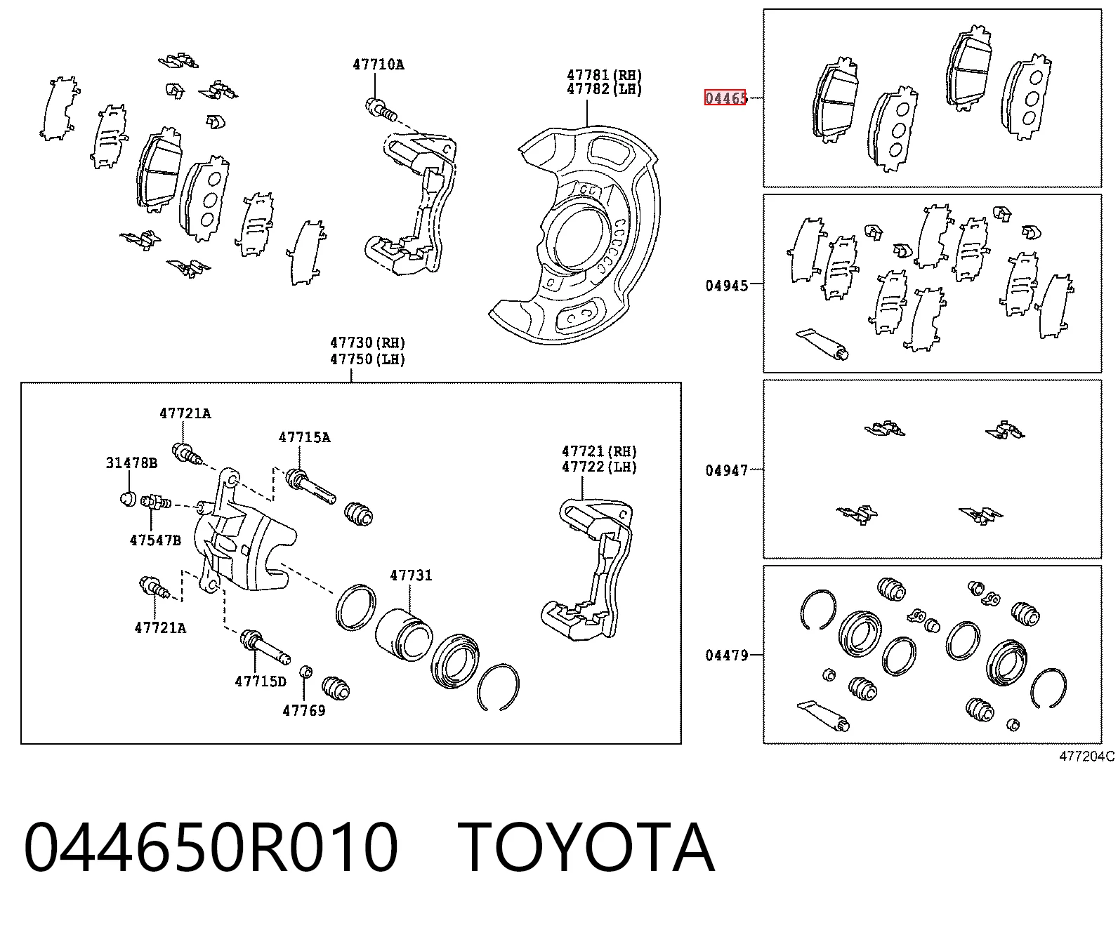 044650R010 Toyota Pastillas delanteras