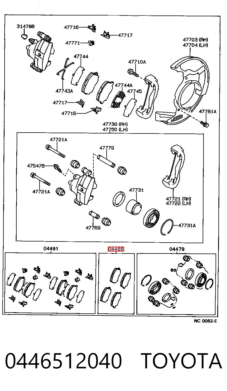 0446512040 Toyota Pastillas delanteras