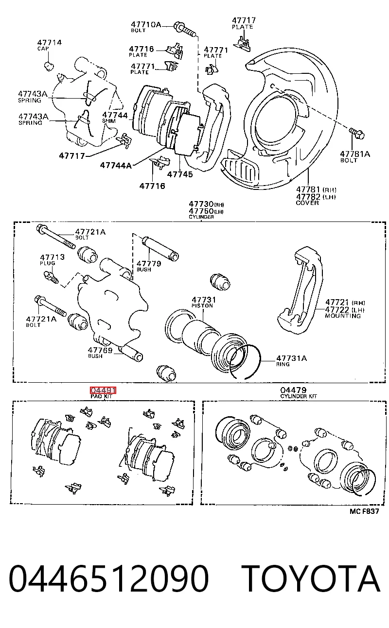 0446512090 Toyota Pastillas delanteras