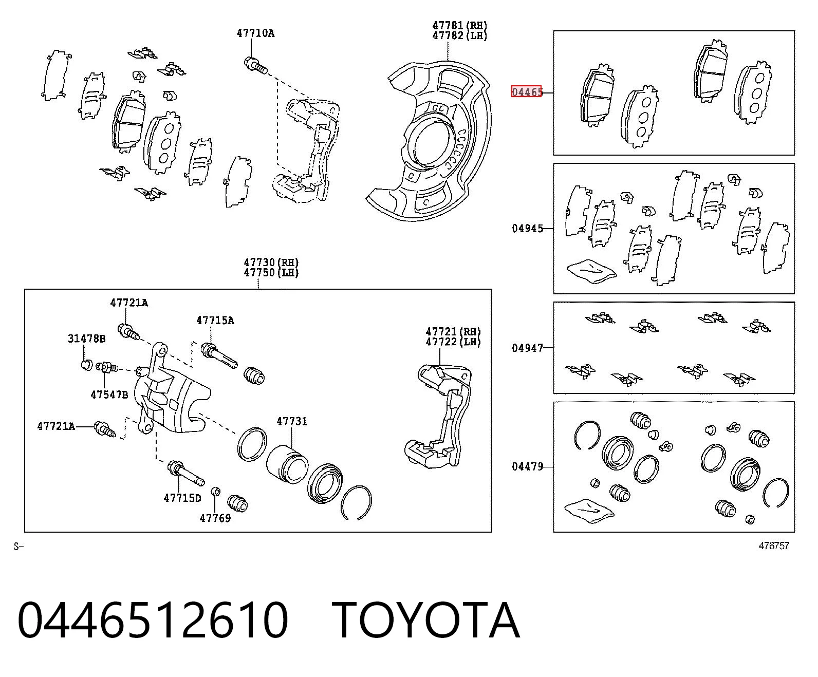 0446512610 Toyota Pastillas delanteras