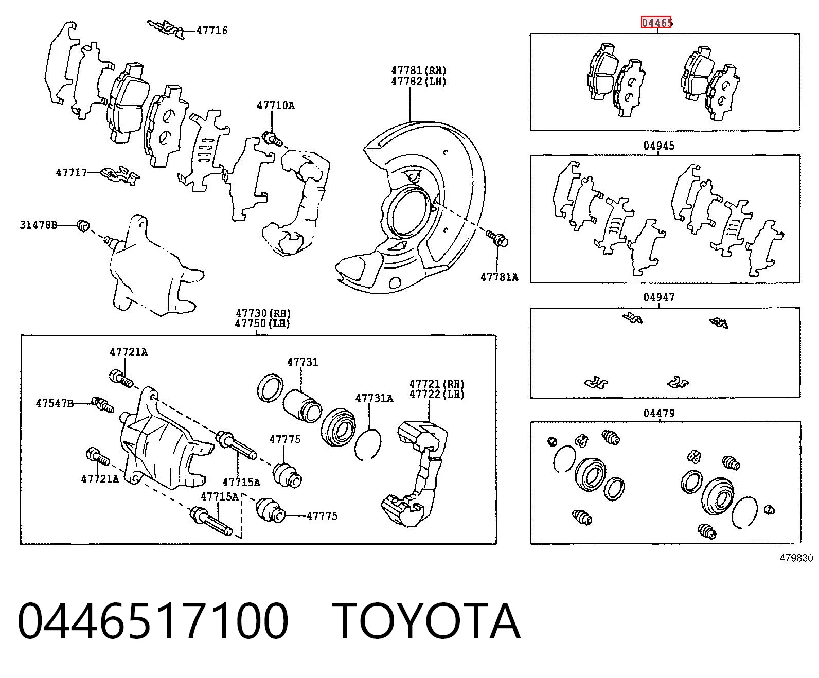 0446517100 Toyota Pastillas delanteras