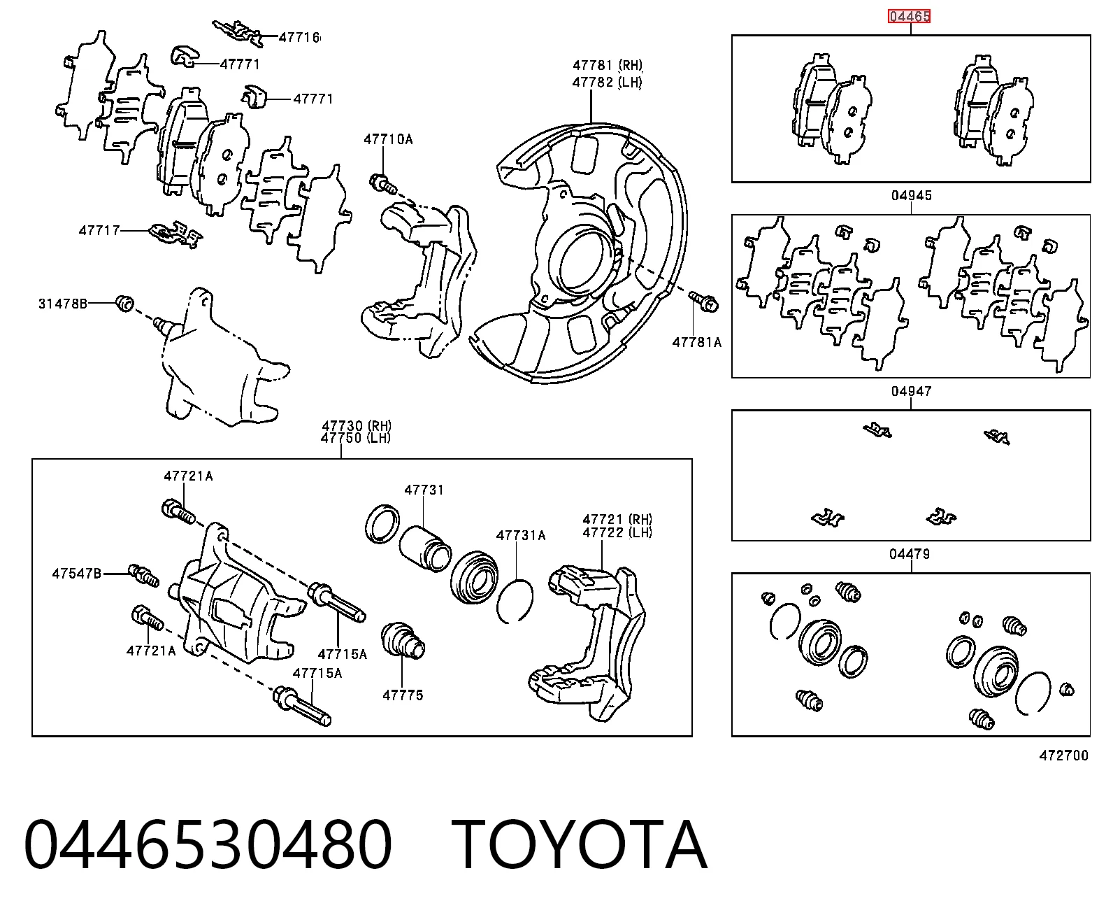 0446530480 Toyota Pastillas delanteras