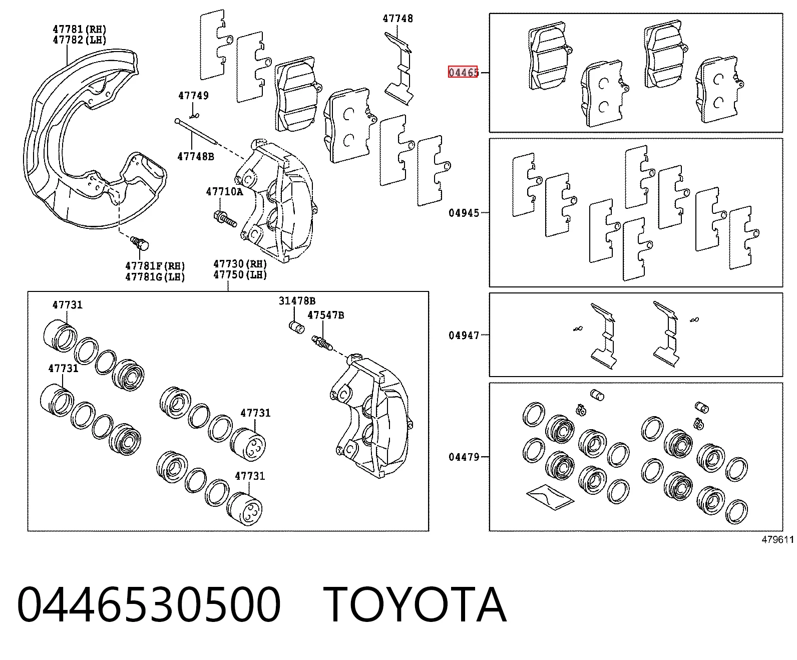 0446530500 Toyota Pastillas delanteras