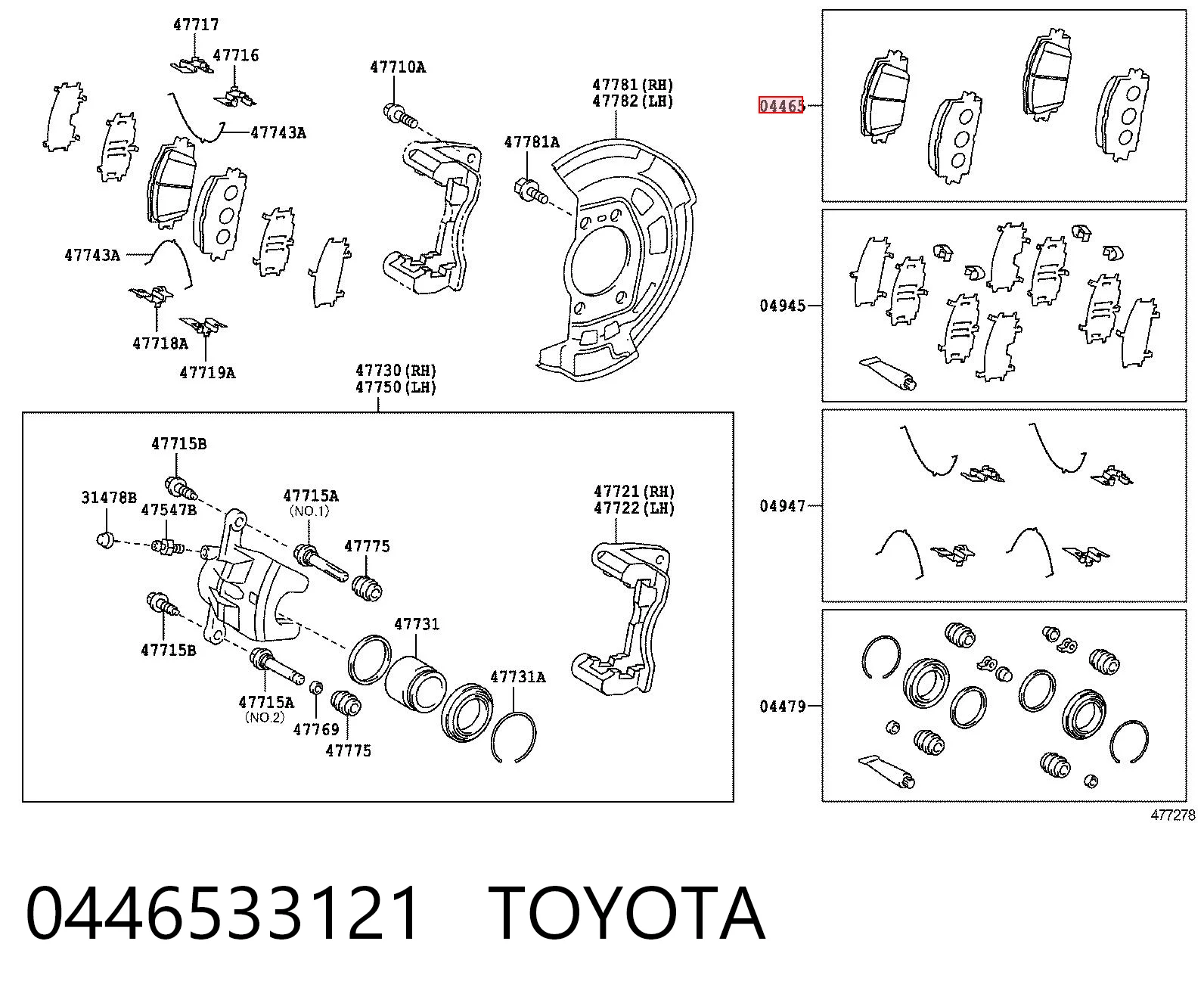 0446533121 Toyota Pastillas delanteras