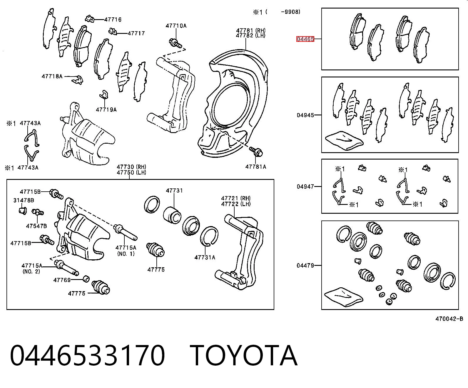 0446533170 Toyota Pastillas delanteras