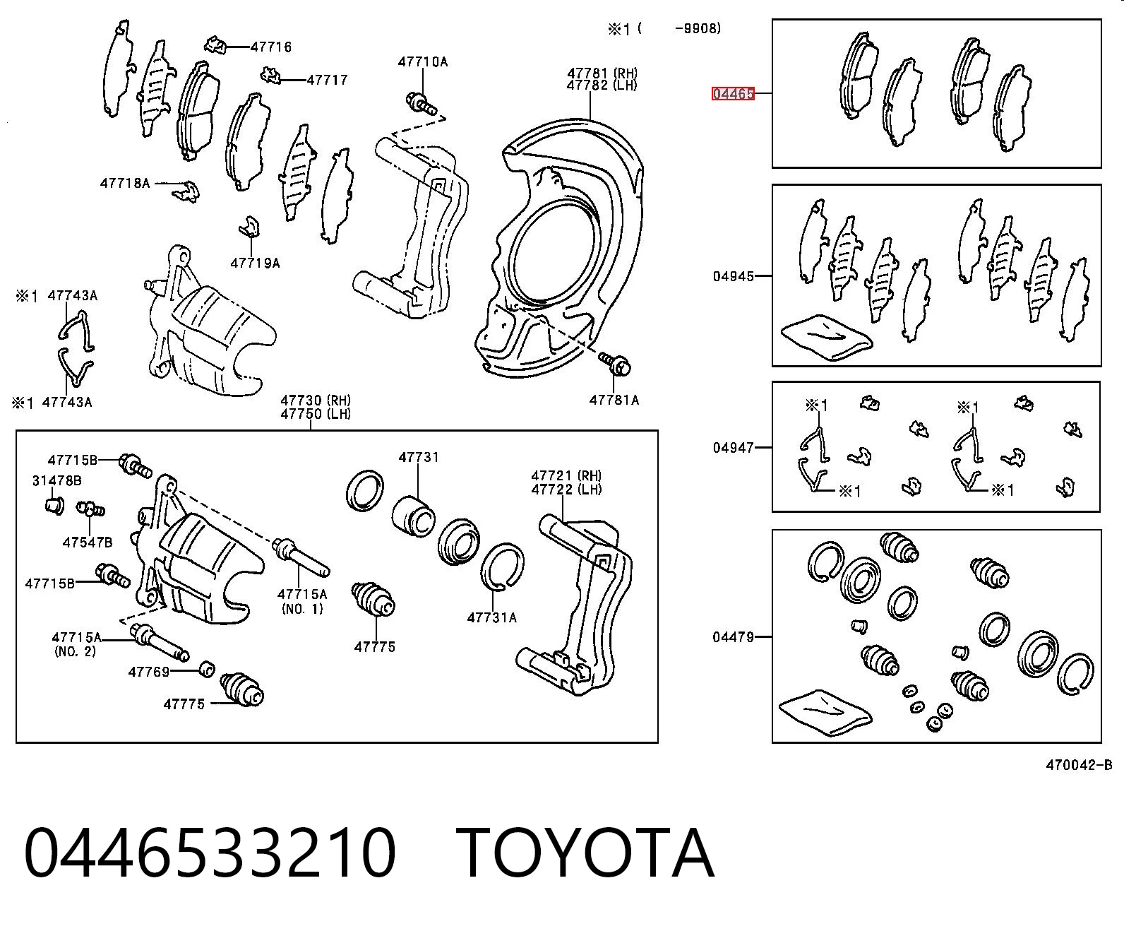 0446533210 Toyota Pastillas delanteras
