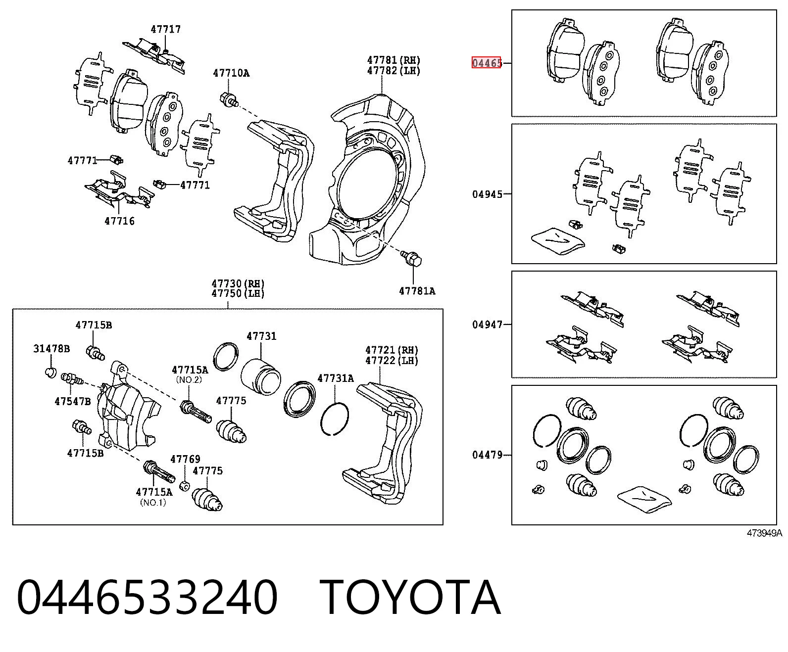 0446533240 Toyota Pastillas delanteras