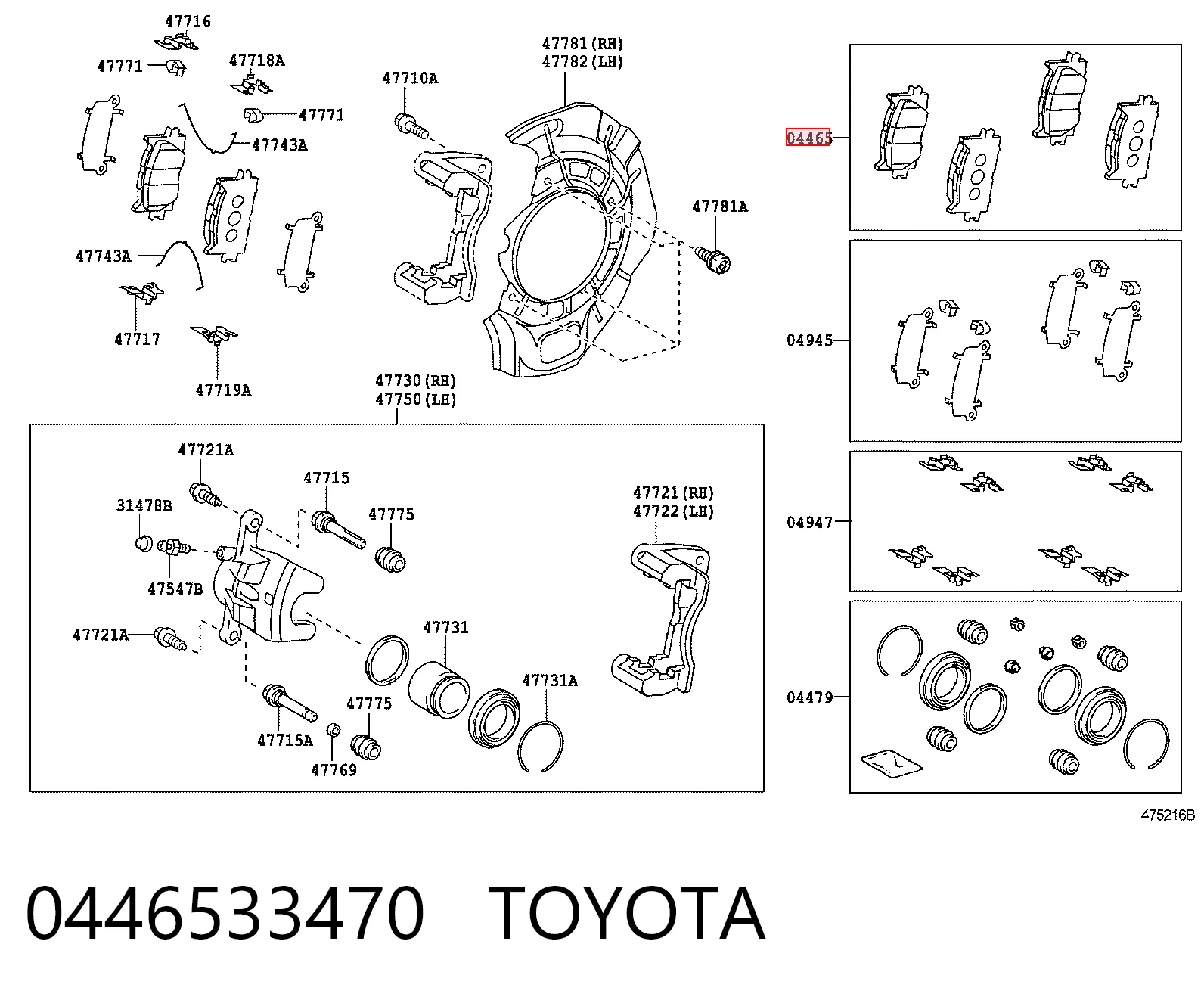 0446533470 Toyota Pastillas delanteras