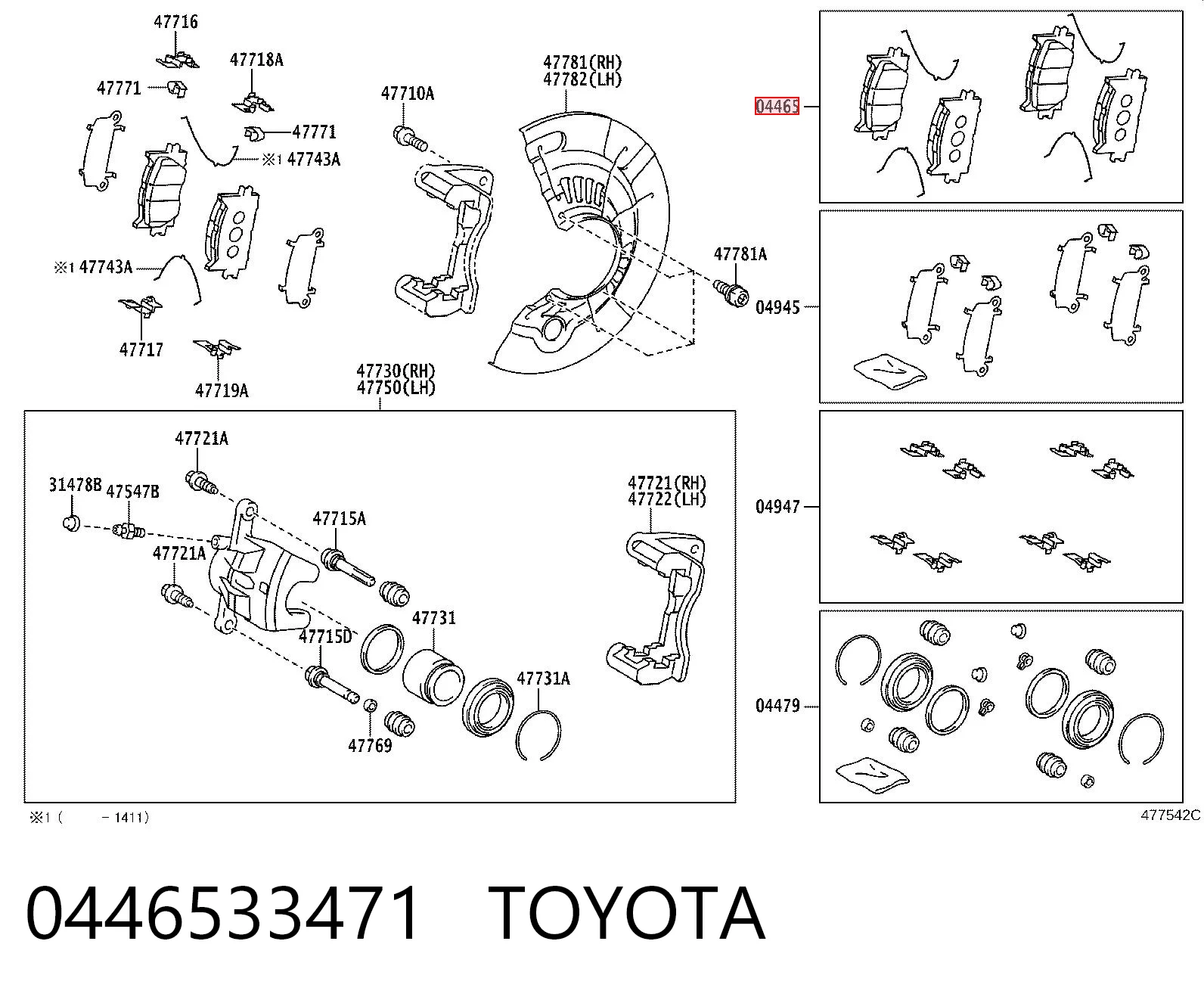 0446533471 Toyota Pastillas delanteras