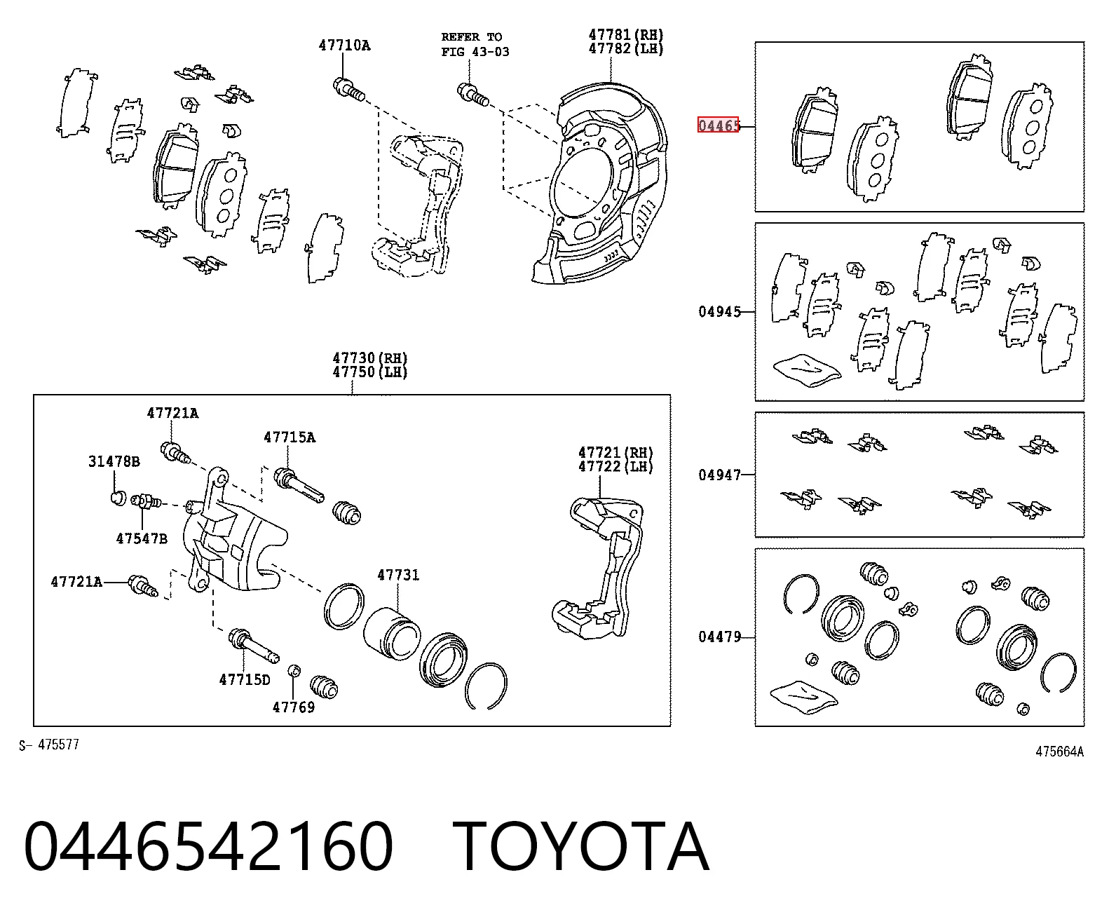 0446542160 Toyota Pastillas delanteras
