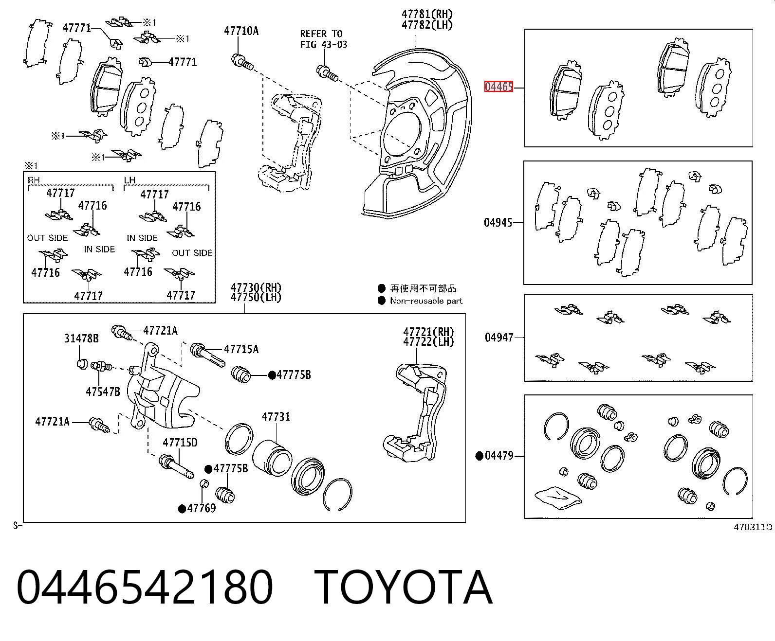 0446542180 Toyota Pastillas delanteras