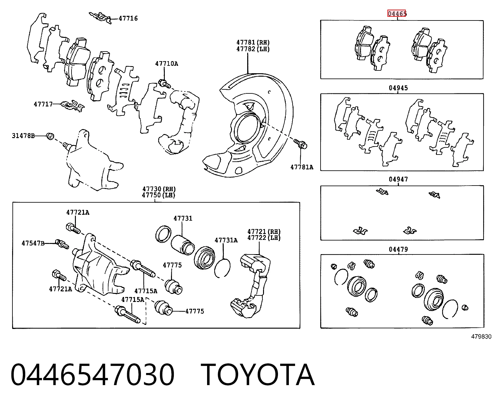 0446547030 Toyota Pastillas delanteras