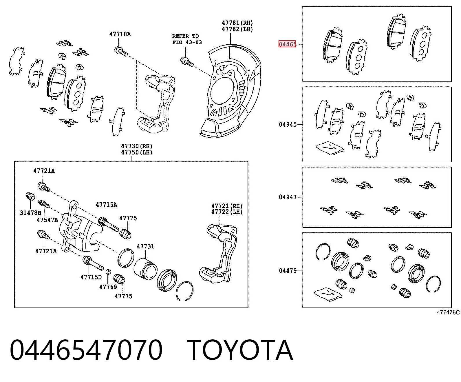 0446547070 Toyota Pastillas delanteras