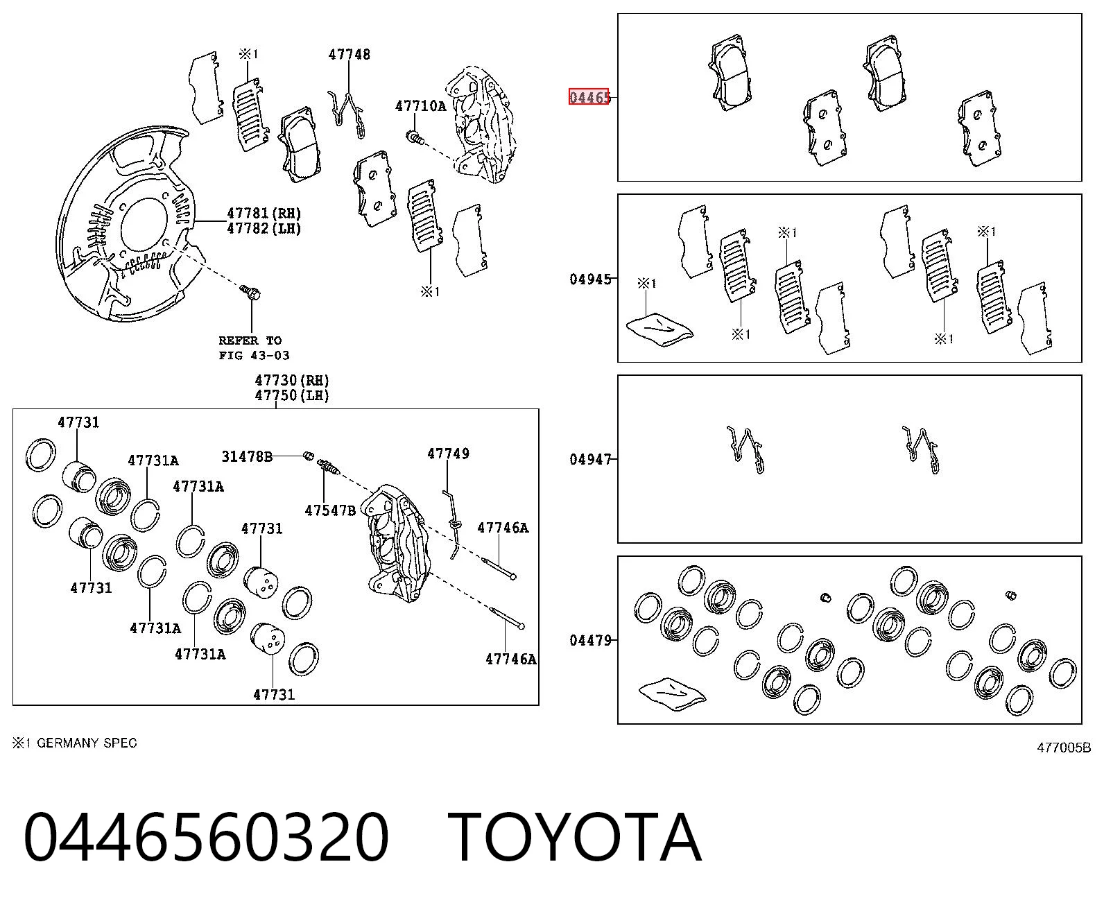0446560320 Toyota Pastillas delanteras