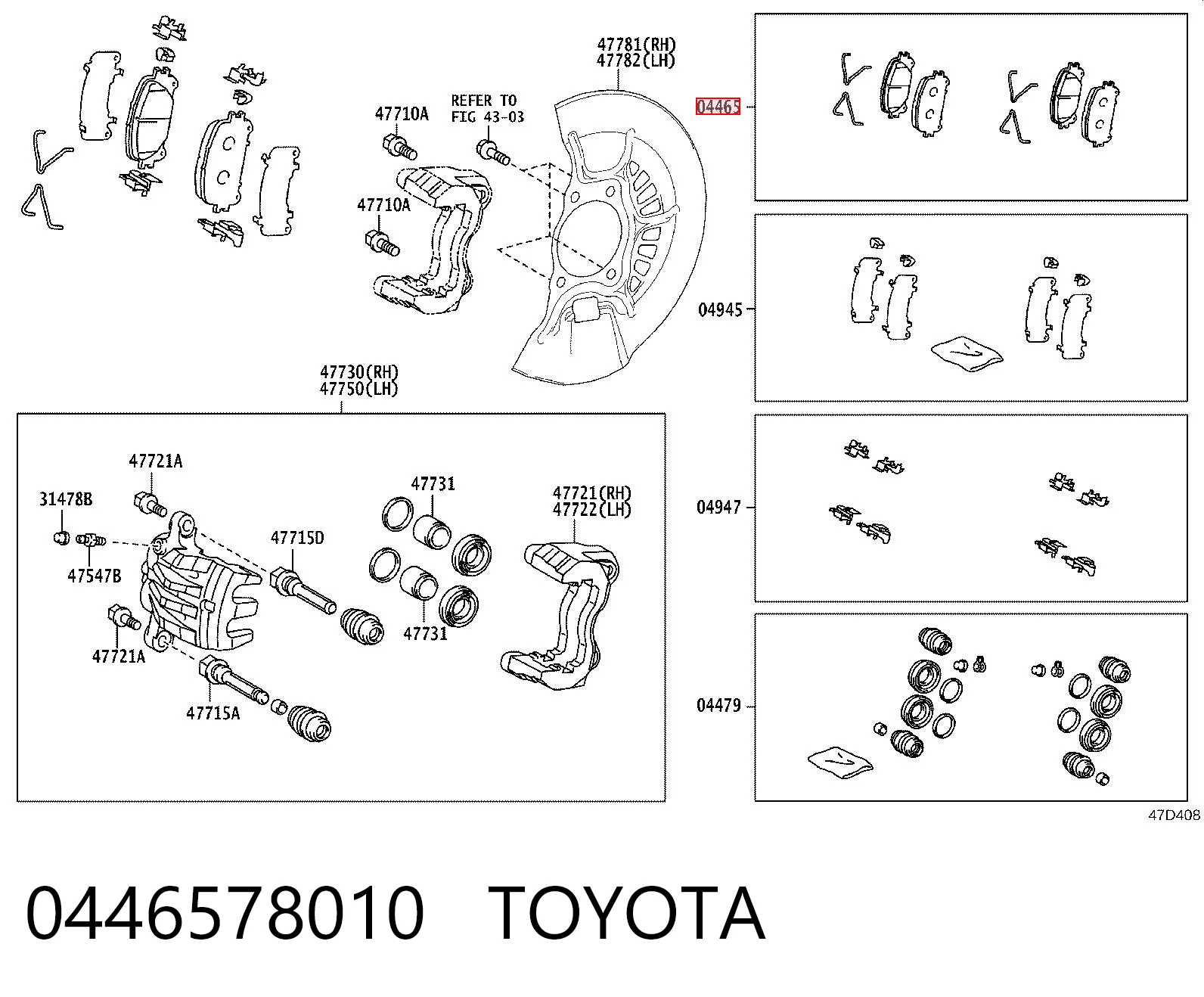 0446578010 Toyota Pastillas delanteras