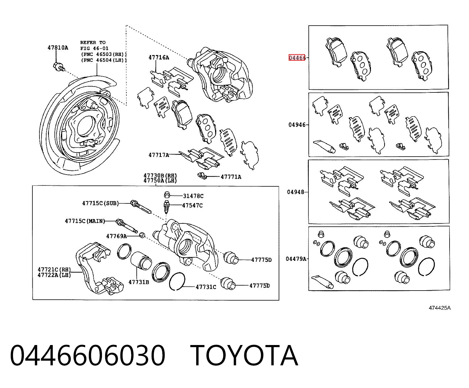 0446606030 Toyota Pastillas freno traseras