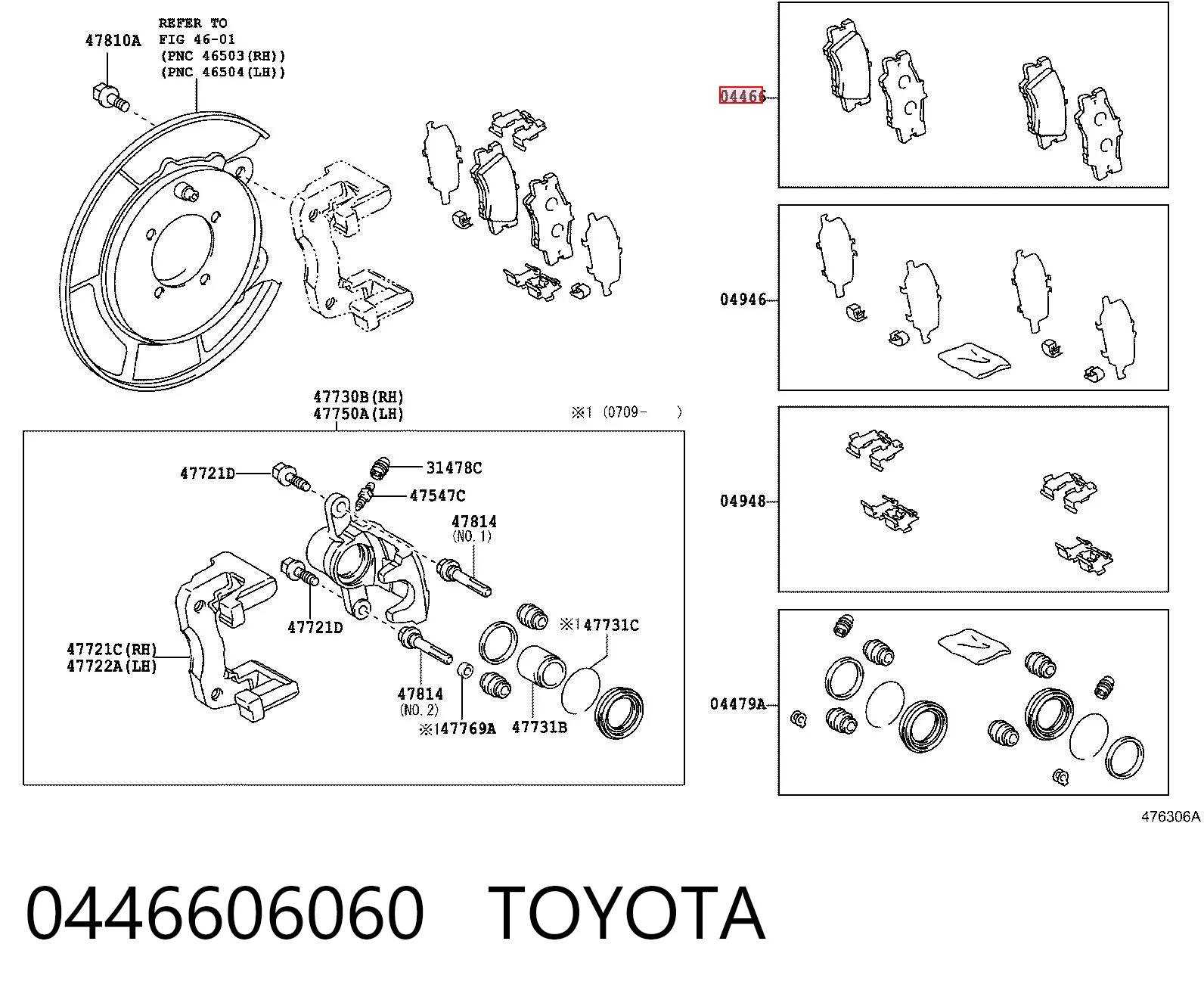 0446606060 Toyota Pastillas freno traseras