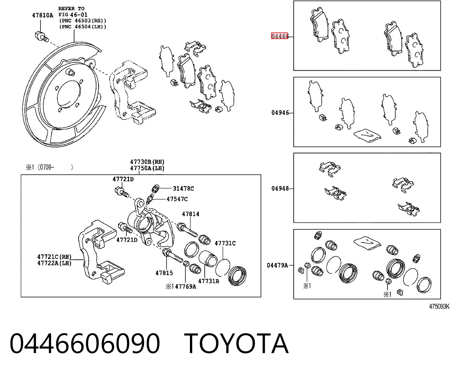 0446606090 Toyota Pastillas freno traseras