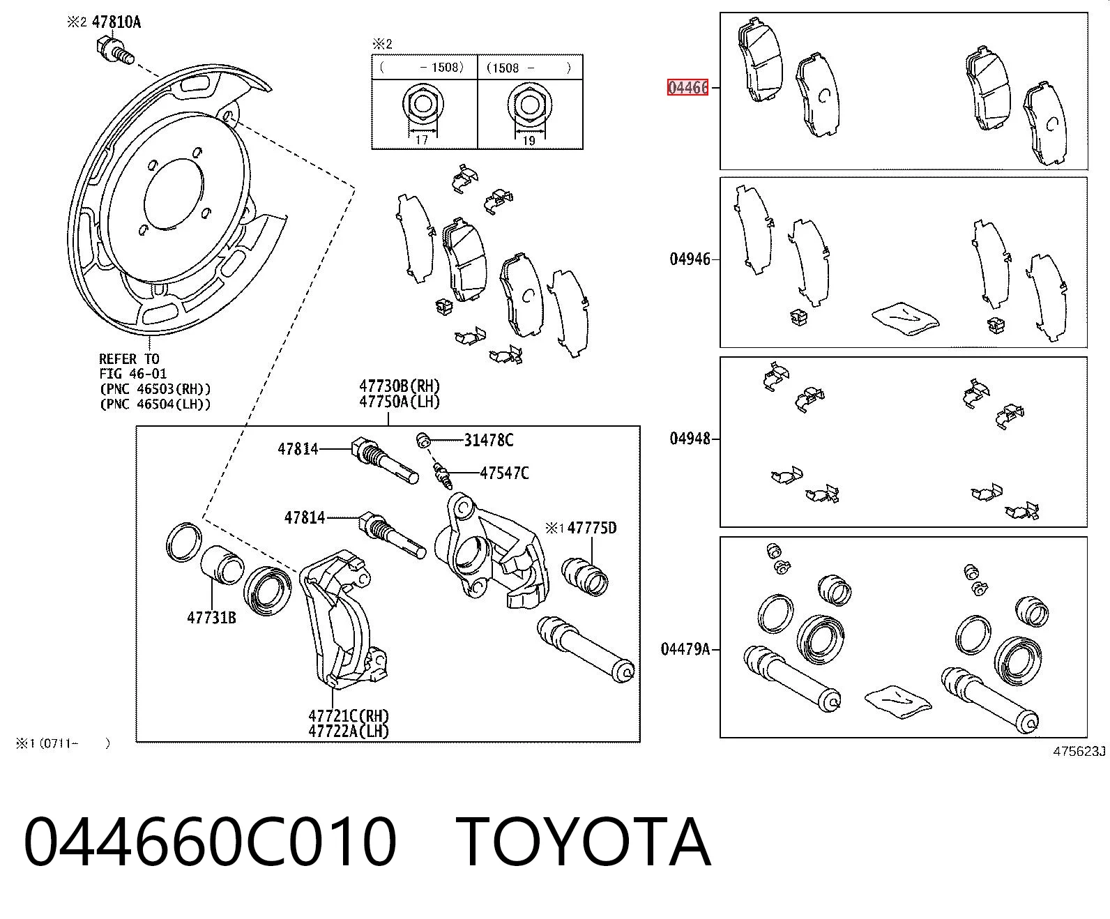044660C010 Toyota Pastillas freno traseras