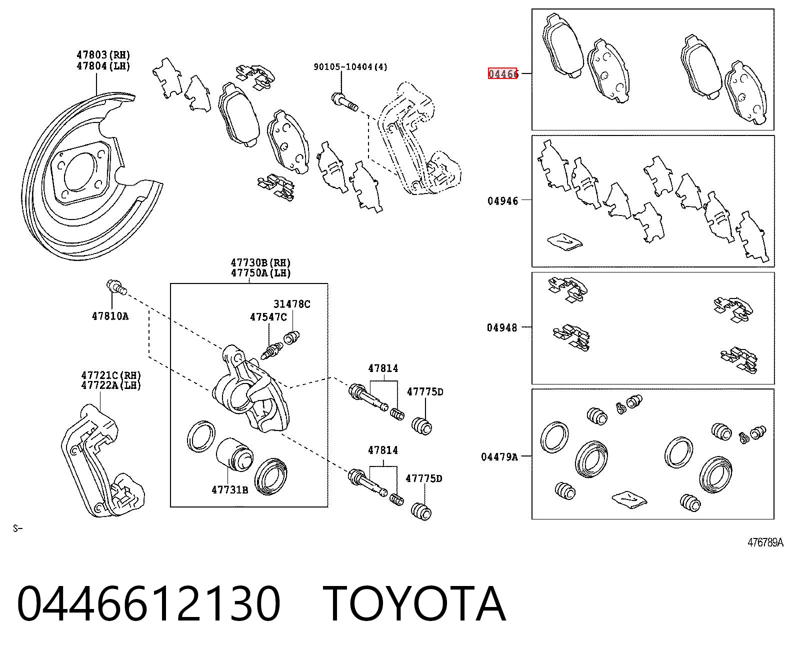 0446612130 Toyota Pastillas freno traseras