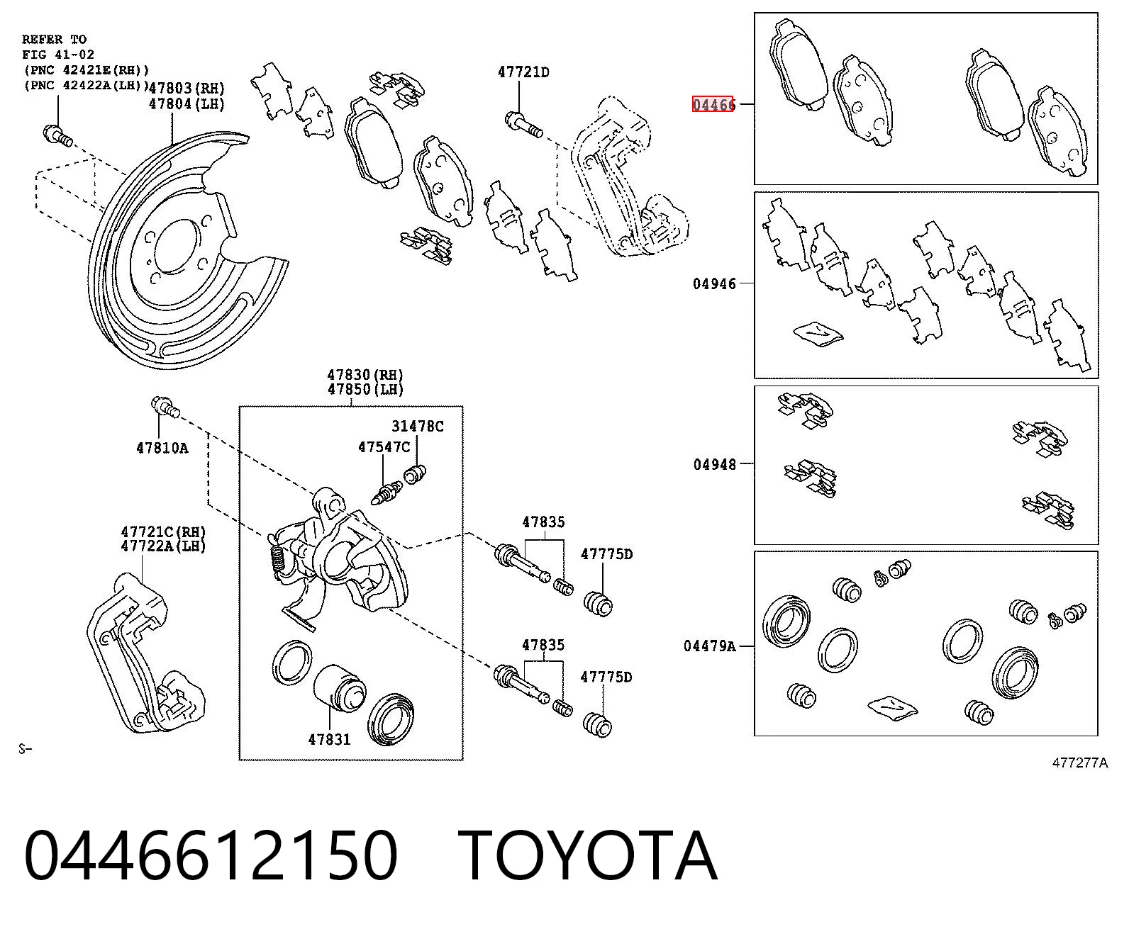 0446612150 Toyota Pastillas freno traseras