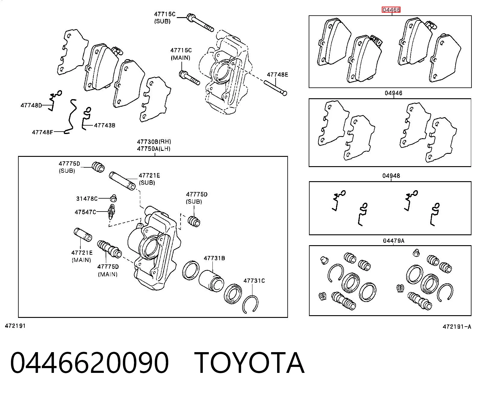 0446620090 Toyota Pastillas freno traseras
