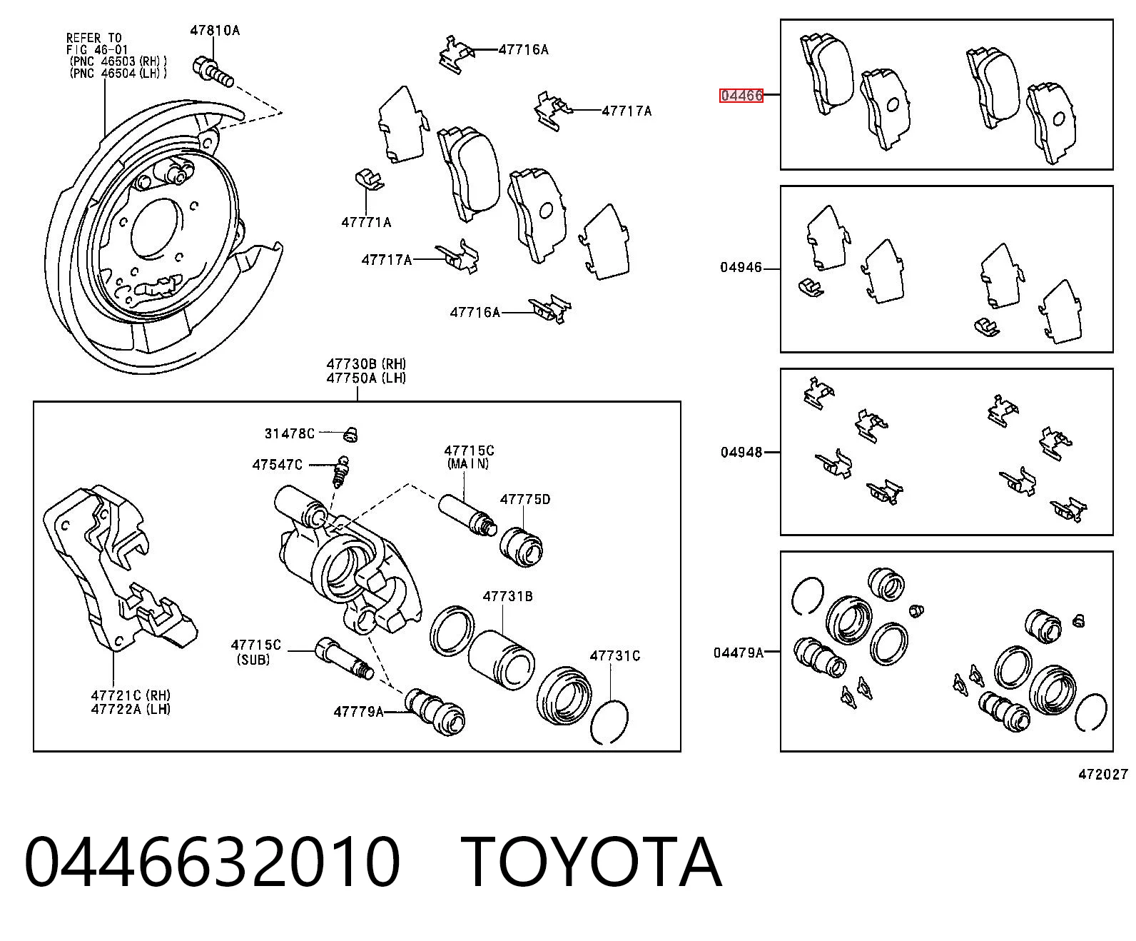 0446632010 Toyota Pastillas freno traseras